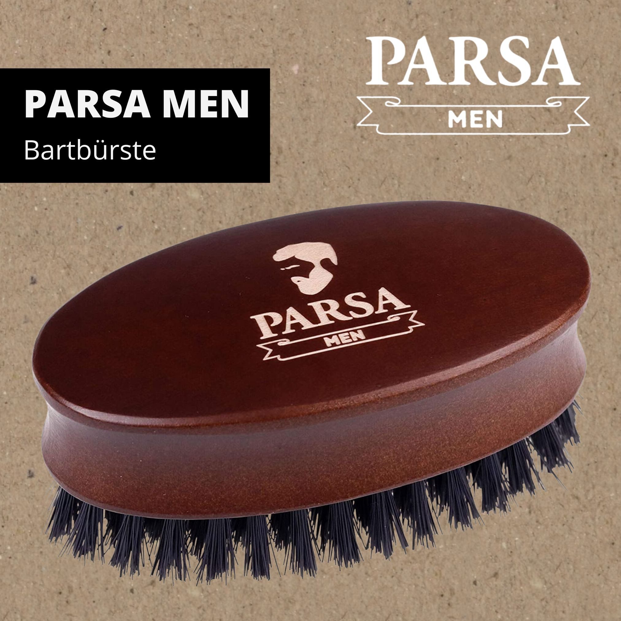 PARSA Beauty Haarbürste Men Bartb?rste aus Schima Holz mit veganem Besatz f?r Bartpflege