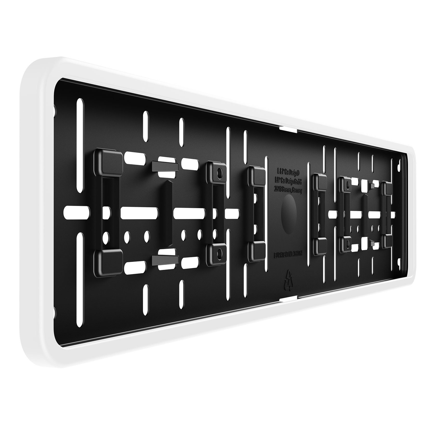 L & P Car Design Kennzeichenhalter für Auto mit umlaufendem Rahmen in Weiß, (2 Stück)