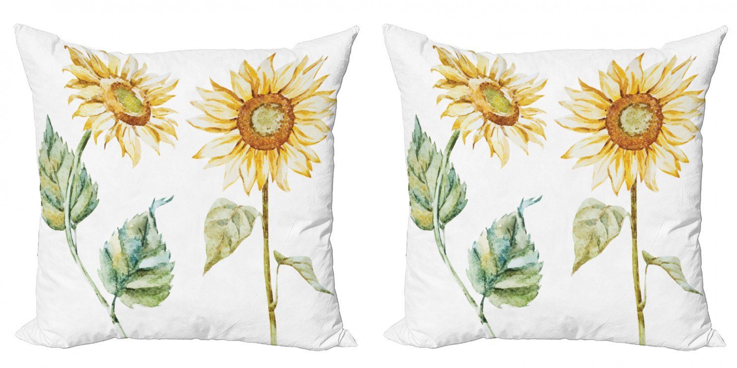 Sonnenblumen Accent Digitaldruck, Abakuhaus (2 Stück), Aquarell Kissenbezüge Doppelseitiger Modern Anziehender