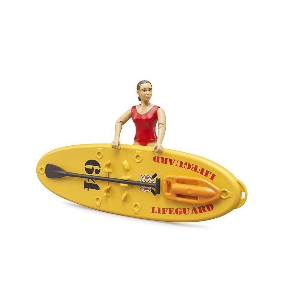 Bruder® Actionfigur bworld 62785 Life Guard mit Stand up Paddle, Rettungsschwimmerin Spielfigur mit Paddel