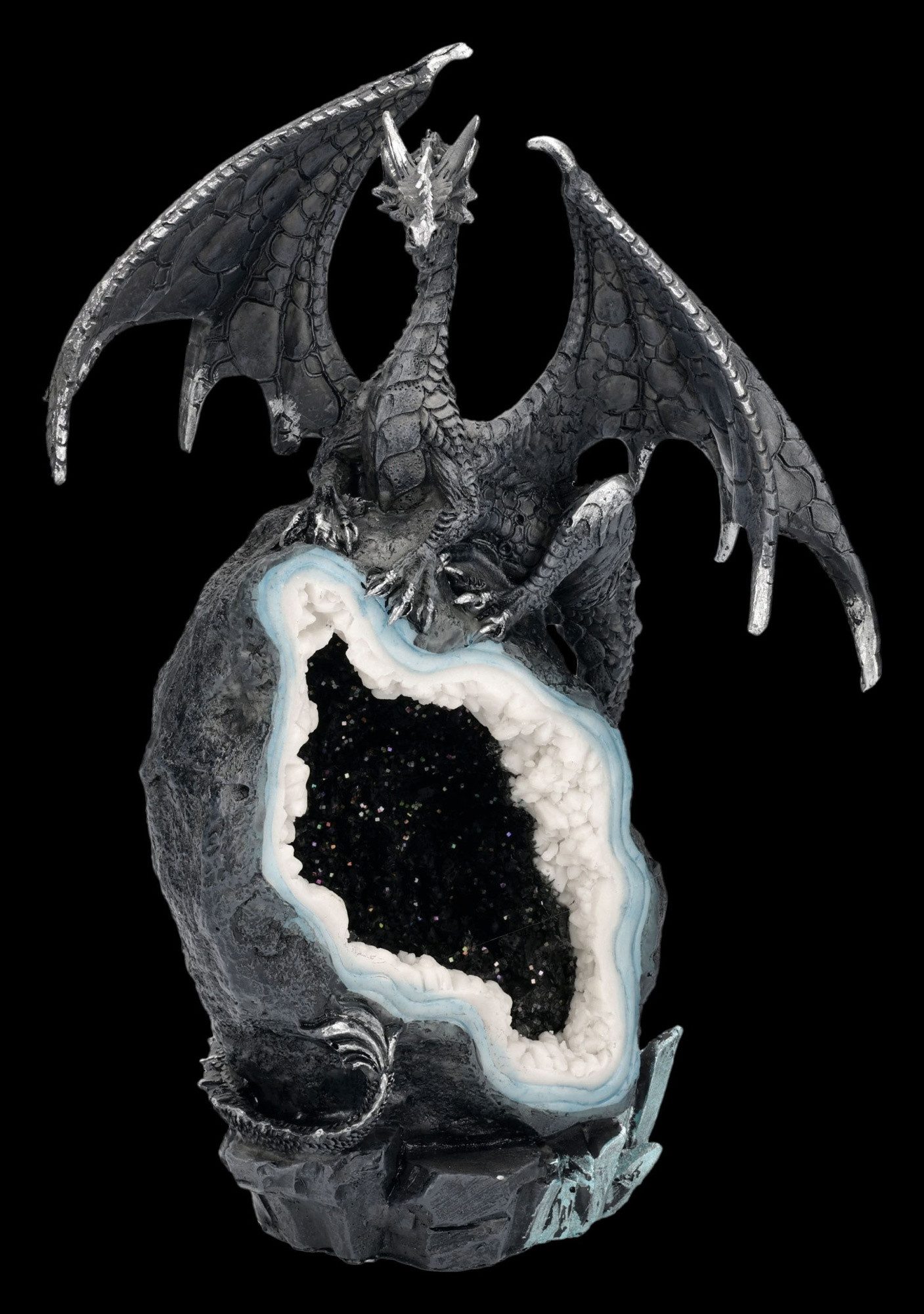 Figuren Shop GmbH Fantasy-Figur Drachen Figur Wächterdrache Midnight Custodian Fantasy 20 cm Dekofigur