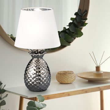 etc-shop Tischleuchte, Tisch Lampe Stoff Ess Zimmer Beleuchtung Lese Leuchte Ananas Muster im