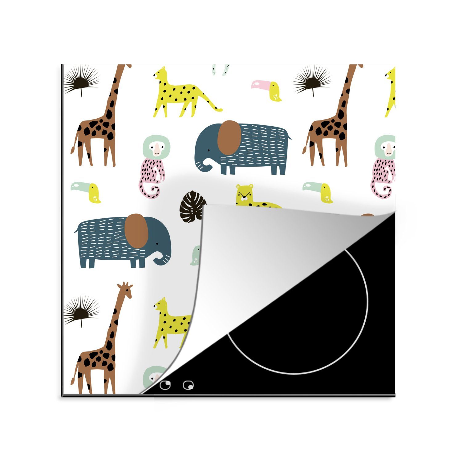 Herdblende-/Abdeckplatte küche Ceranfeldabdeckung, tlg), Vinyl, 78x78 Tiere Affe, Arbeitsplatte MuchoWow für - cm, (1 - Dschungel