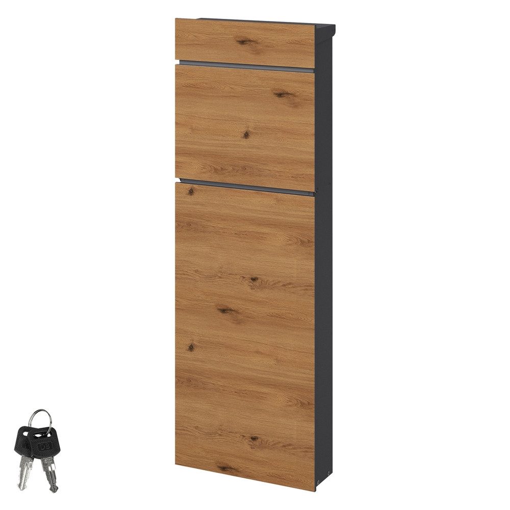 ML-DESIGN Standbriefkasten Briefkasten Postkasten Postbox, freistehend Holzdekor rostfreier Stahl 39,5x14,1x115cm mit 2 Schlüssel
