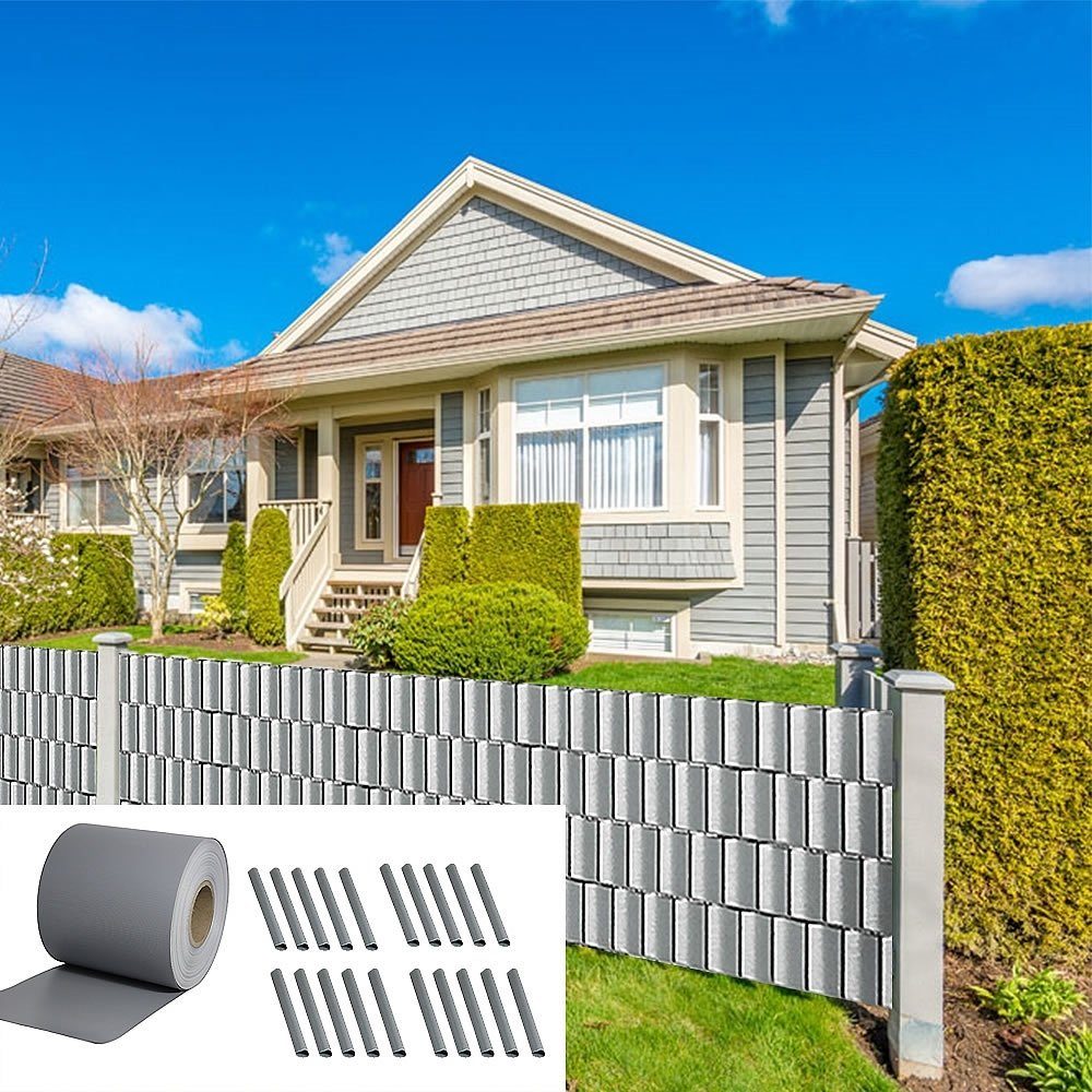 Feel2Home Doppelstabmattenzaun PVC Sichtschutzstreifen 35 oder 65 Meter