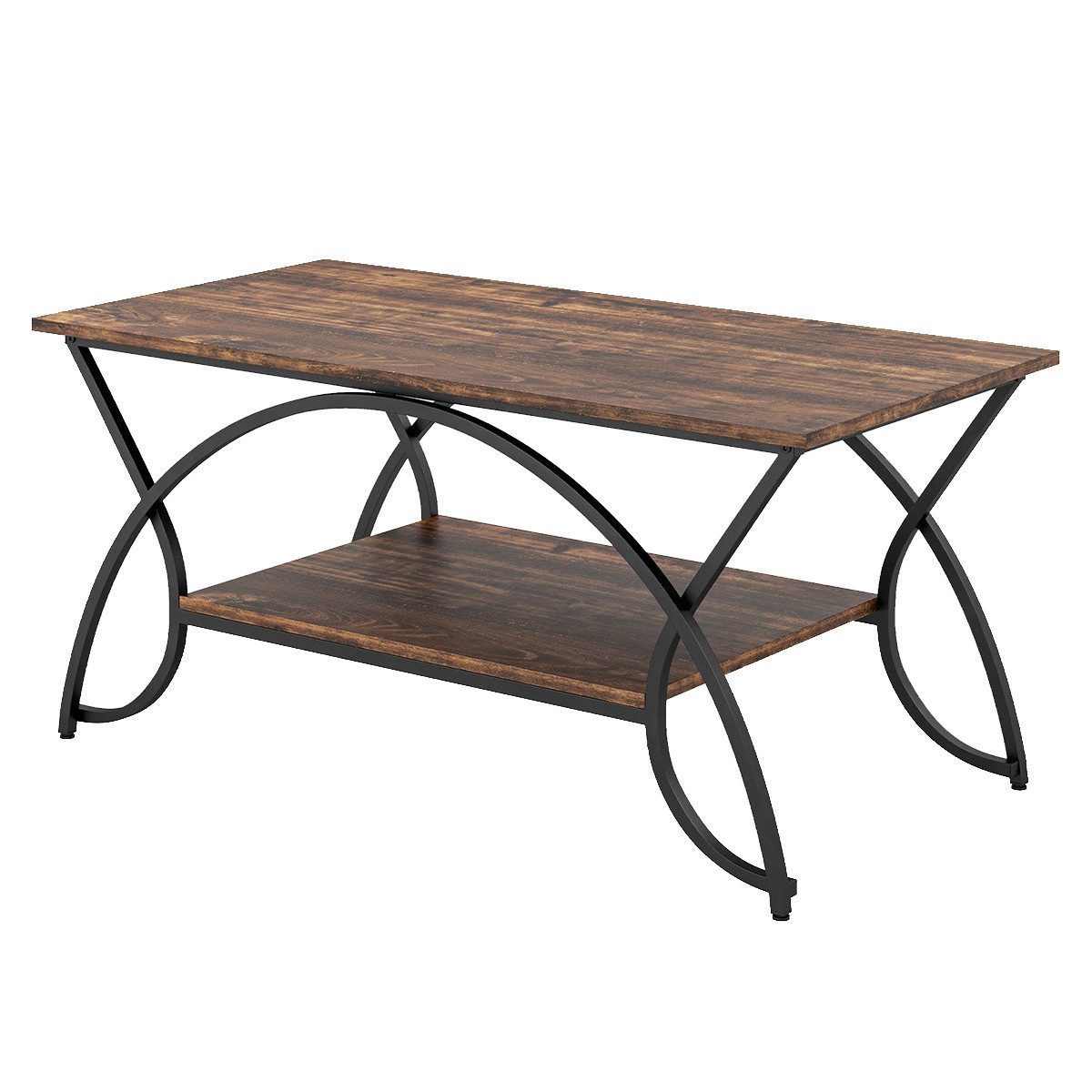 COSTWAY Couchtisch Marmor, mit Ablage & goldenem Metallbeinen, 100x50x45cm günstig online kaufen