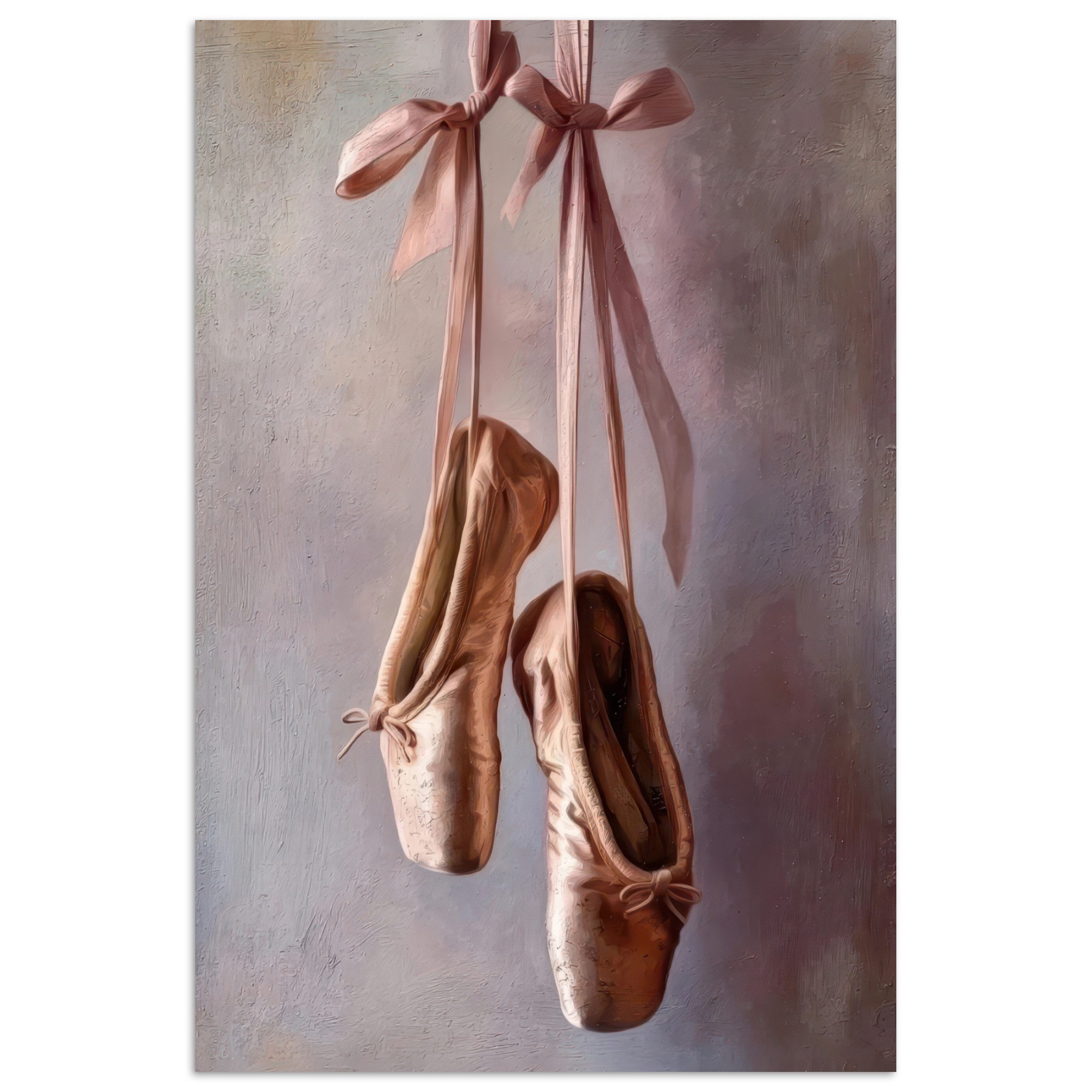 MuchoWow Poster Ballettschuhe - Satin - Erdtöne, (1 St), Wandbild, Wohnzimmer Deko, Qualitätsdruck Dickes Papier, 80x120 cm