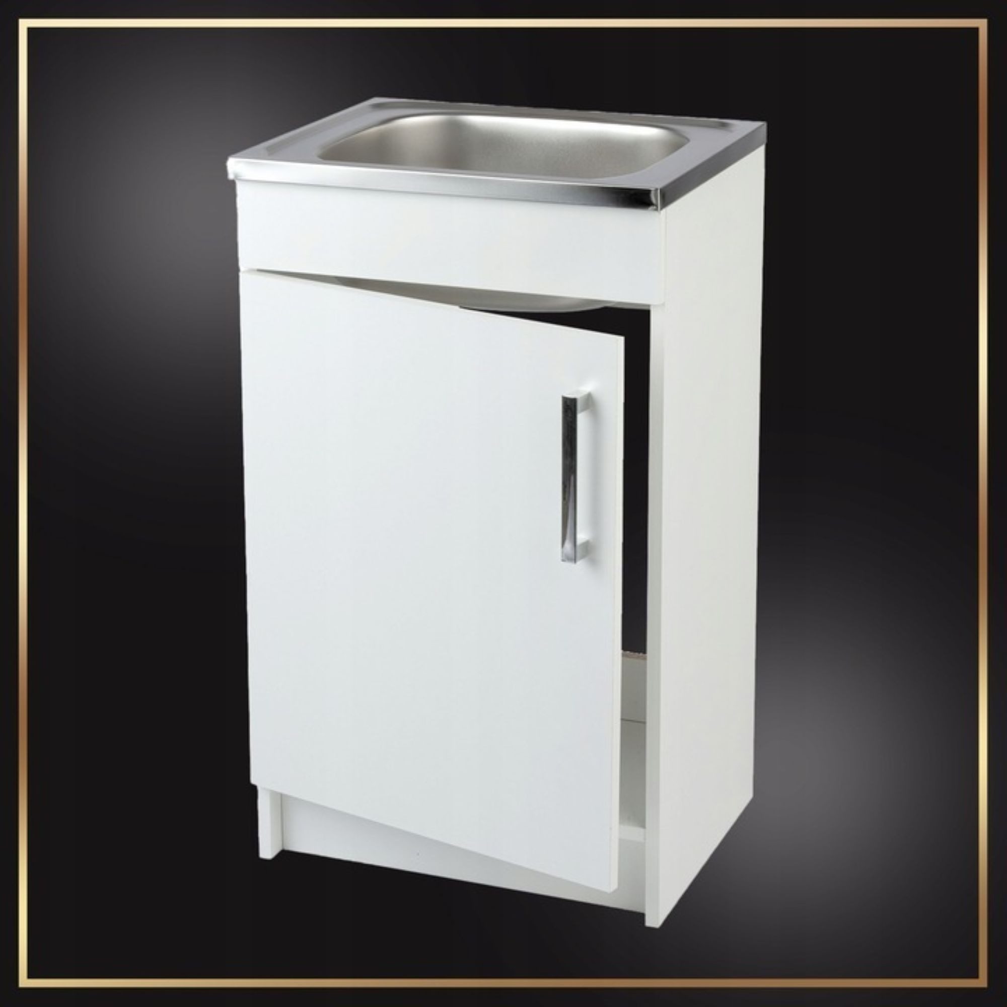 STAMAR Spülenschrank Küchenschrank 50cm Weiß Spüle Edelstahl Armatur Schwar günstig online kaufen