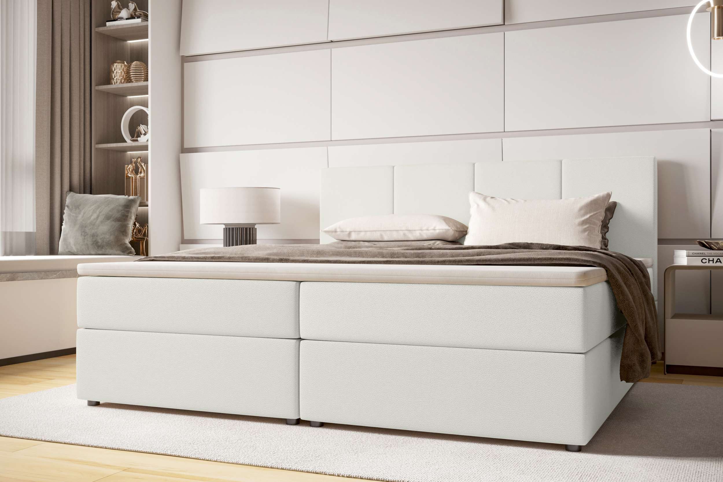 99rooms Boxspringbett Alvaro (Schlafzimmerbett, Bett), 140/160/180x200, mit Topper, Matratze, beidseitig öffnender Bettkasten