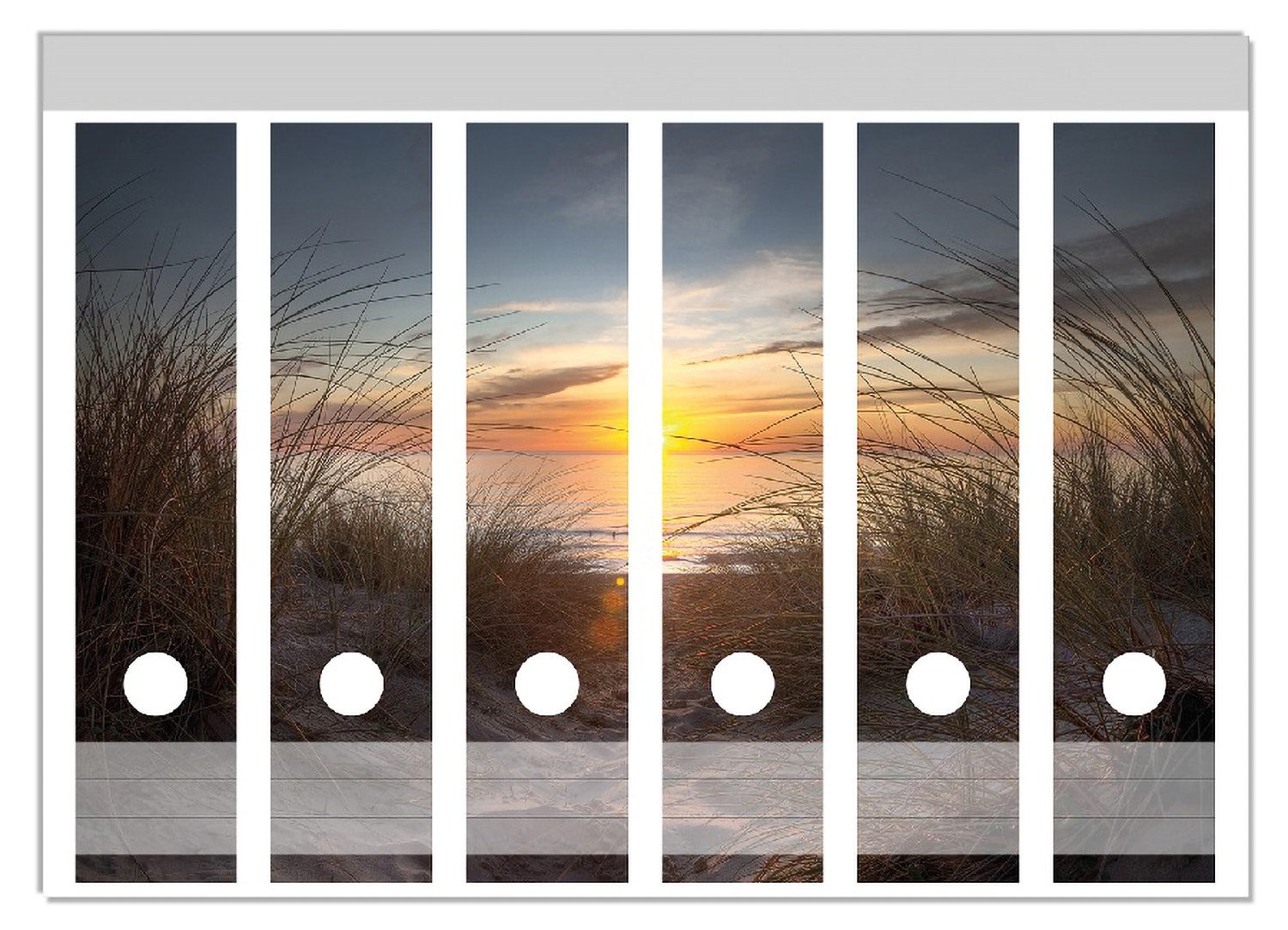 Wallario Etiketten Sonnenuntergang am Strand, Ordnerrücken-Sticker in verschiedenen Ausführungen