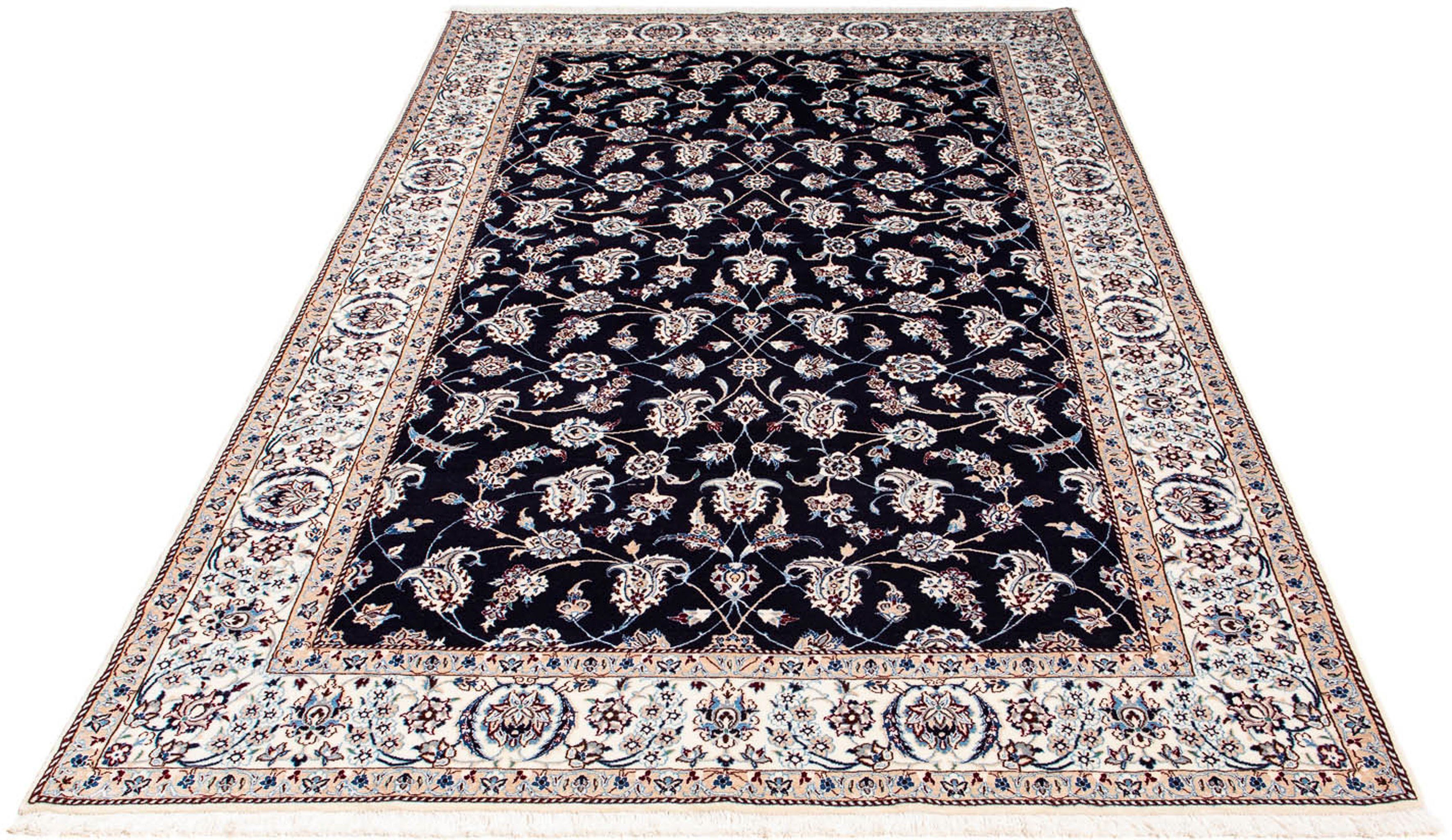 Orientteppich Perser - Nain - Premium - 227 x 139 cm - dunkelblau, morgenland, rechteckig, Höhe: 6 mm, Wohnzimmer, Handgeknüpft, Einzelstück mit Zertifikat