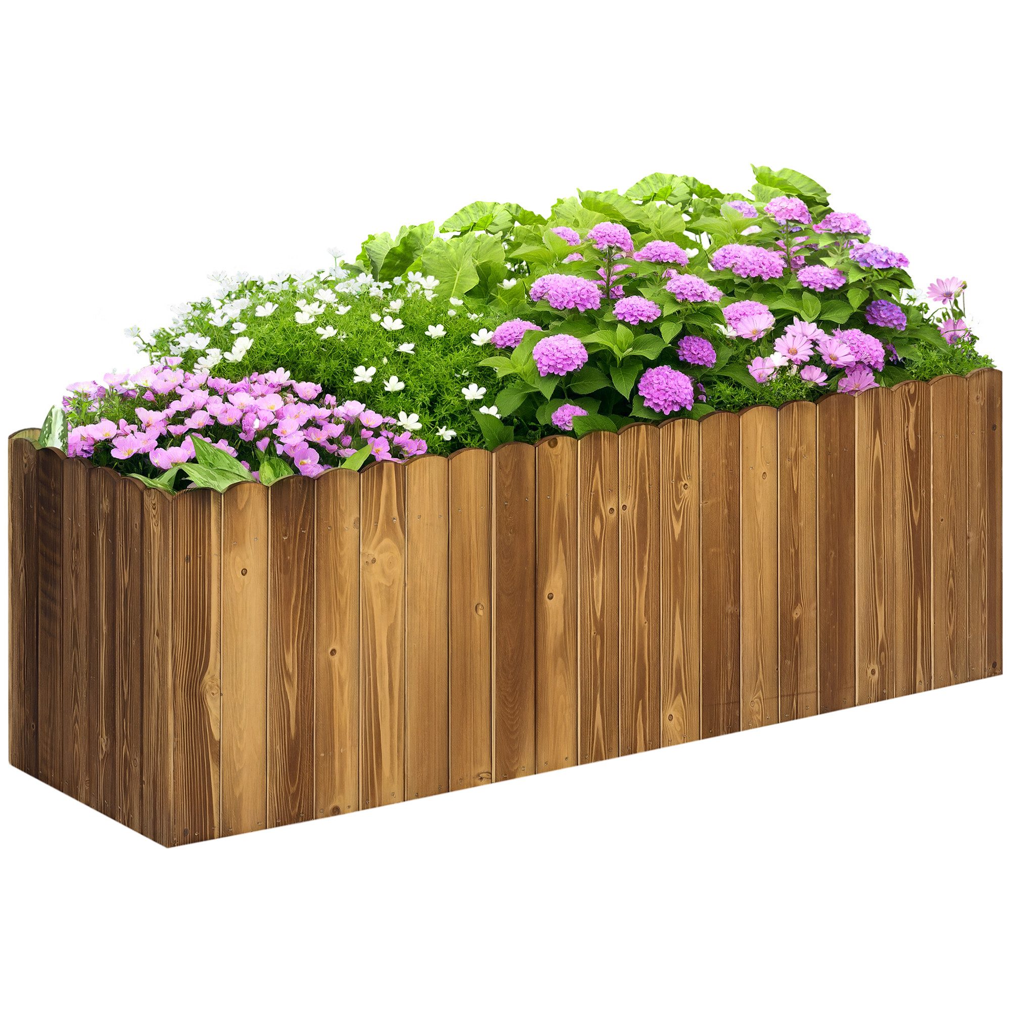 Outsunny Hochbeet Kräuterbeet (Pflanzbeet, 1 St., Pflanzkasten), für Garten, Balkon, Naturholz