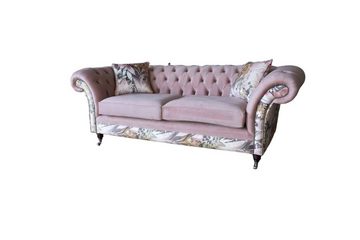 JVmoebel Chesterfield-Sofa 3-SITZER ROSA CHESTERFIELD SOFA HANDGEFERTIGT IN STOFF