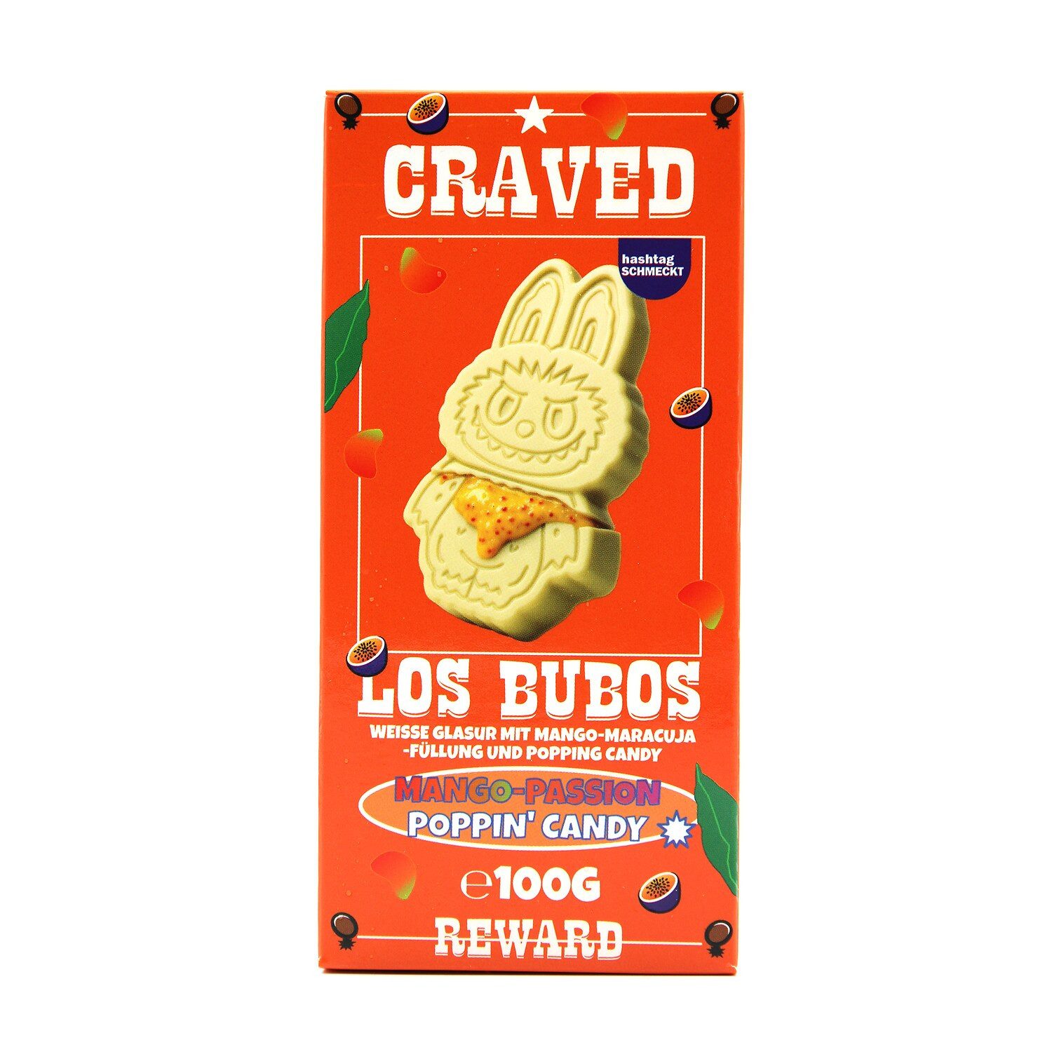 Schokolade, 1 x 100 g, Los Bubos Mango-Passion Popping Candy Monster Edition