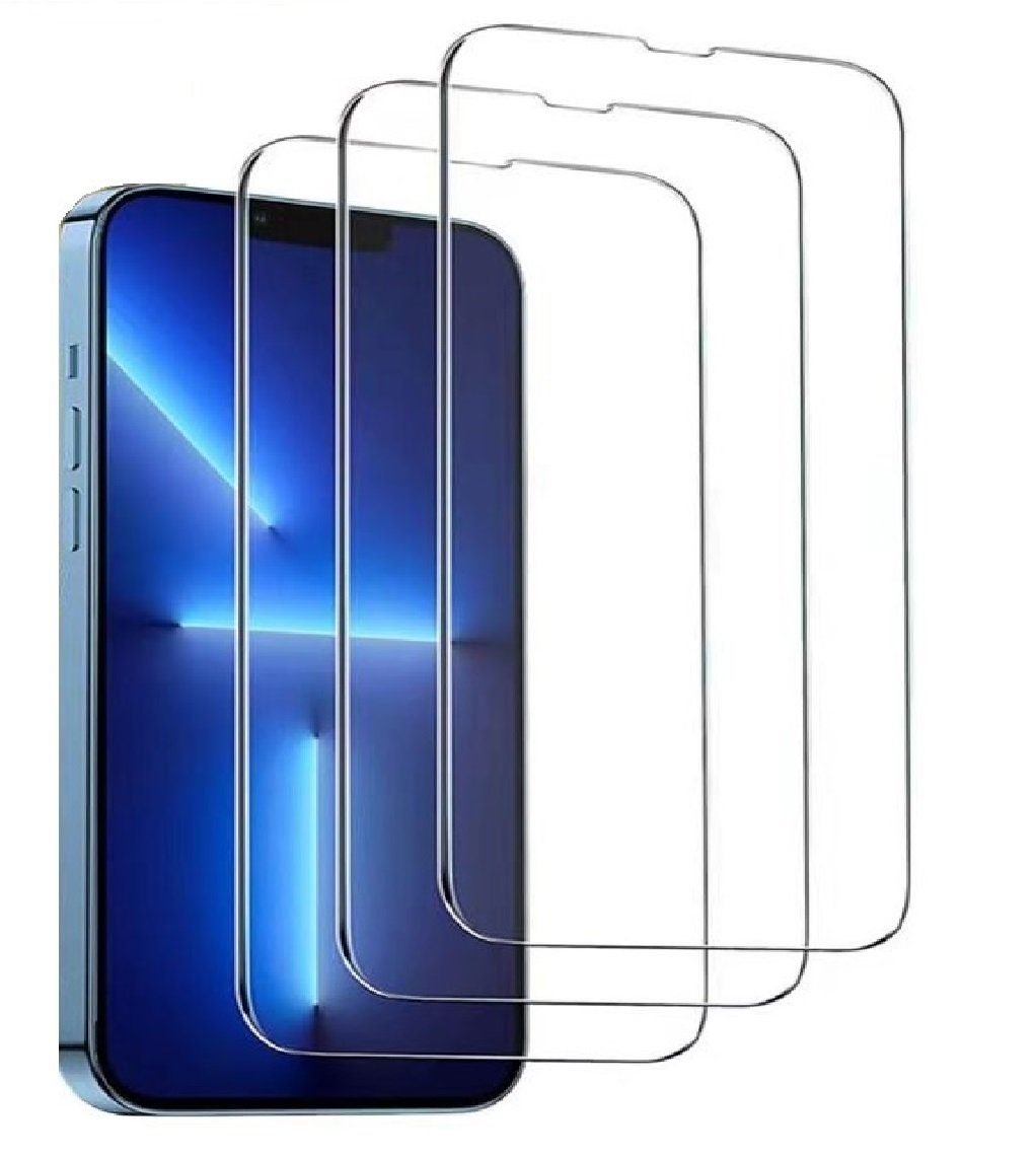 OLi Schutzfolie 3X für IPhone 14 Plus 13 Pro Max Displayschutzgla Einfaches Anbringen, (Spar Set, 3-St), Schutzglas / Panzer Glas
