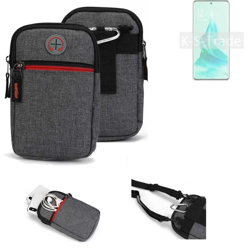 K-S-Trade Handyhülle für Oppo Reno9 Pro+, Holster Gürteltasche Handy Tasche Schutz Hülle grau Zusatzfächer