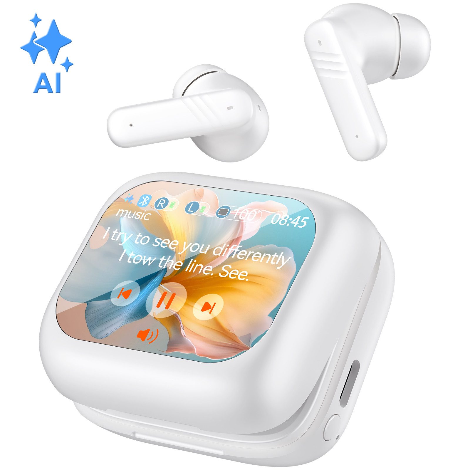 Rayofi Bluetooth Kopfhörer mit Touchscreen, Bluetooth 5.4, mit ANC/ENC In-Ear-Kopfhörer (Verlängerte Akkulaufzeit, Kabellose Kopfhörer mit Mikrofon zur Geräuschunterdrückung und 7 Equalizern, Wireless Headphones mit 3 Szenemodi, intelligente Synchronisierung)