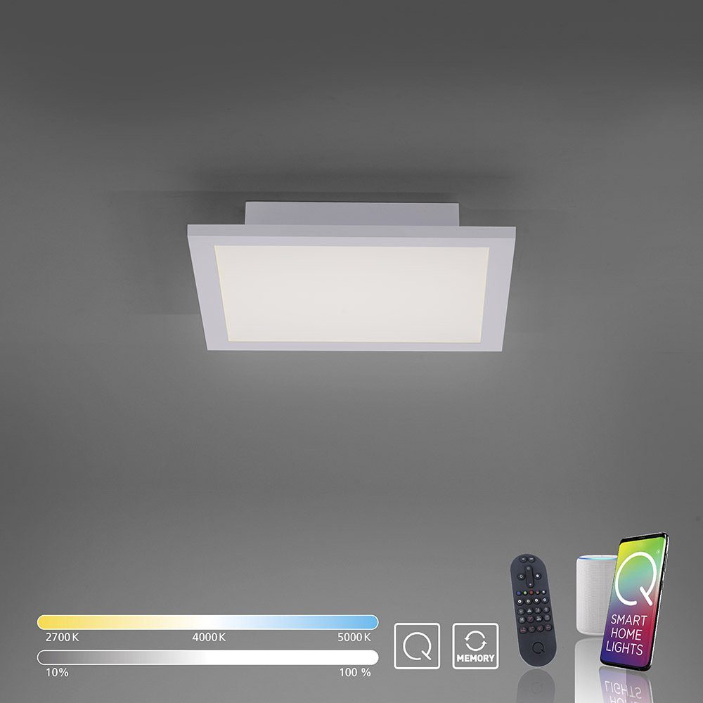 Paul Neuhaus Smarte LED-Leuchte LED Panel Deckenleuchte Smart Home Q - FLAG  CCT, Smart Home, CCT-Farbtemperaturregelung, Dimmfunktion, Memoryfunktion,  mit Leuchtmittel, 30x30cm dimmbar per IR-Fernbedienung, Works with Alexa | Panels