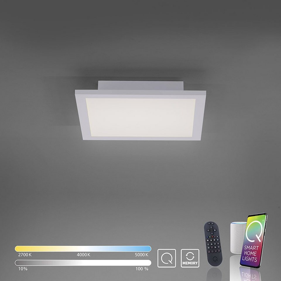 Paul Neuhaus Smarte LED-Leuchte LED Panel Deckenleuchte Smart Home Q - FLAG  CCT, Smart Home, CCT-Farbtemperaturregelung, Dimmfunktion, Memoryfunktion,  mit Leuchtmittel, 30x30cm dimmbar per IR-Fernbedienung, Works with Alexa