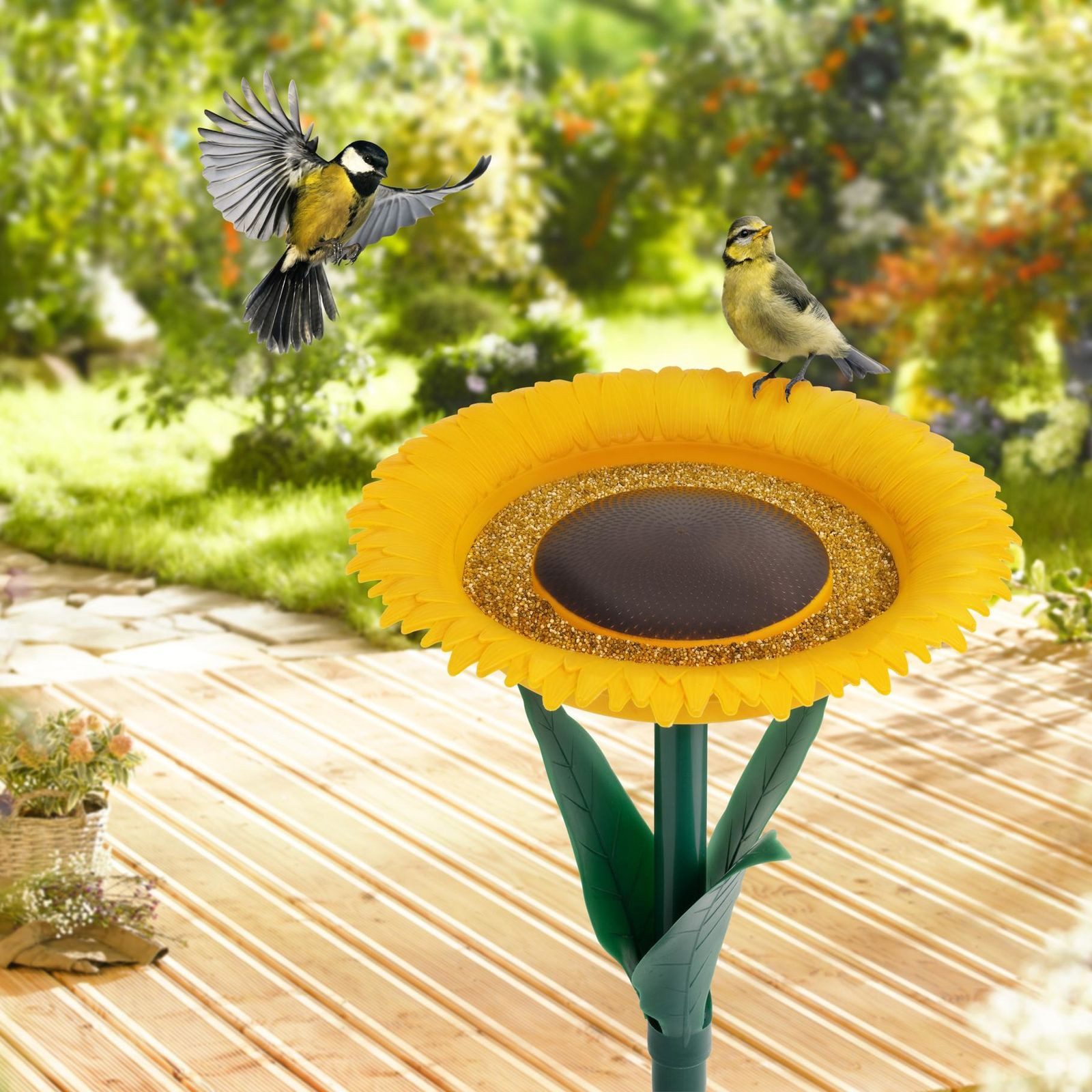 Gravidus Futterstation Vogelfutterstation Sonnenblume mit Ständer für Garten & Balkon