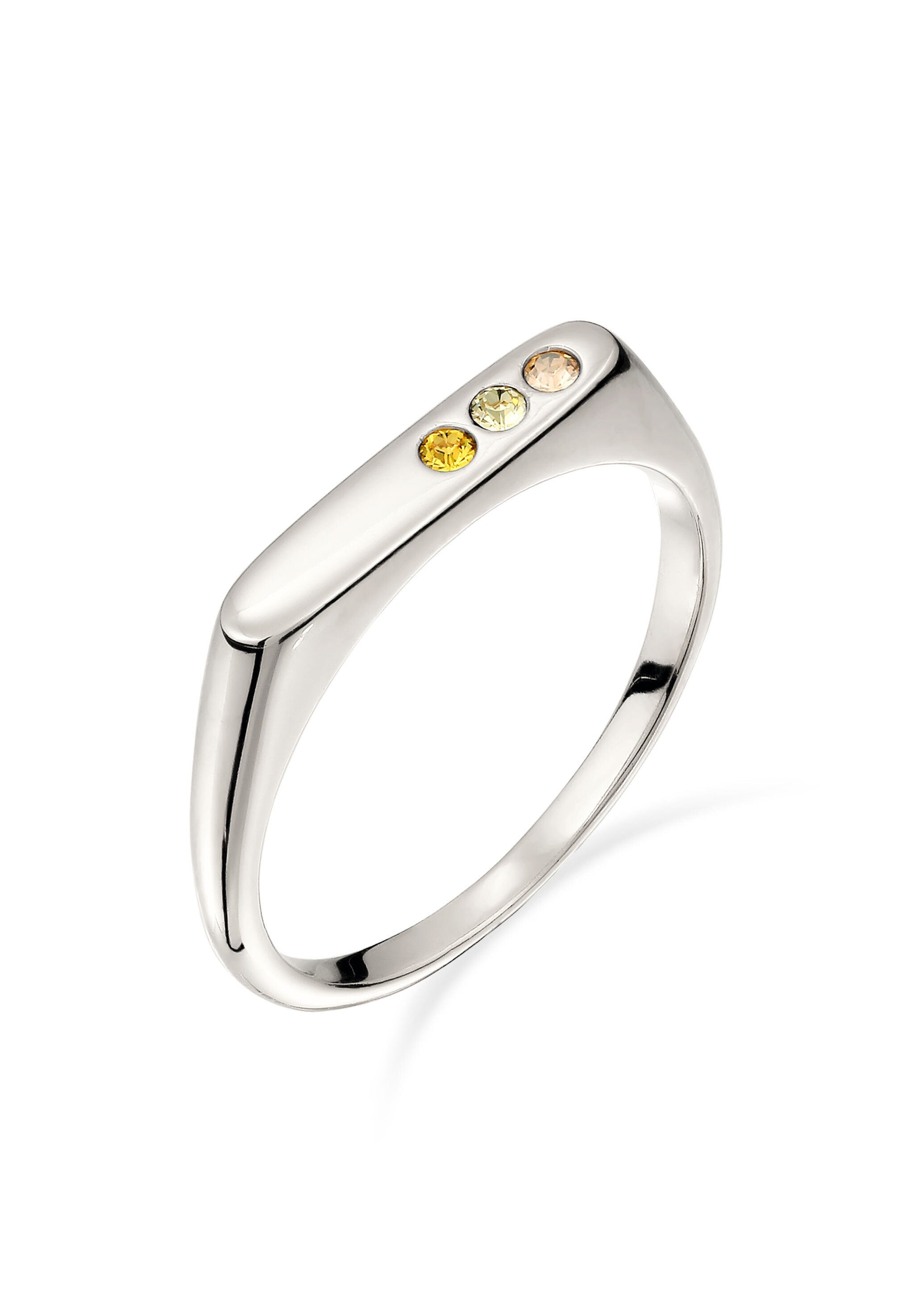 Elli Siegelring Siegelring Kristalle Gelb 925 Sterling Silber, mit Kristallen