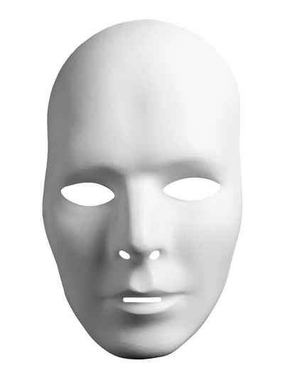 Metamorph Verkleidungsmaske Neutralmaske Kopf Mann, Unbemalte weiße Maske für Tanz, Theater & Maskenball