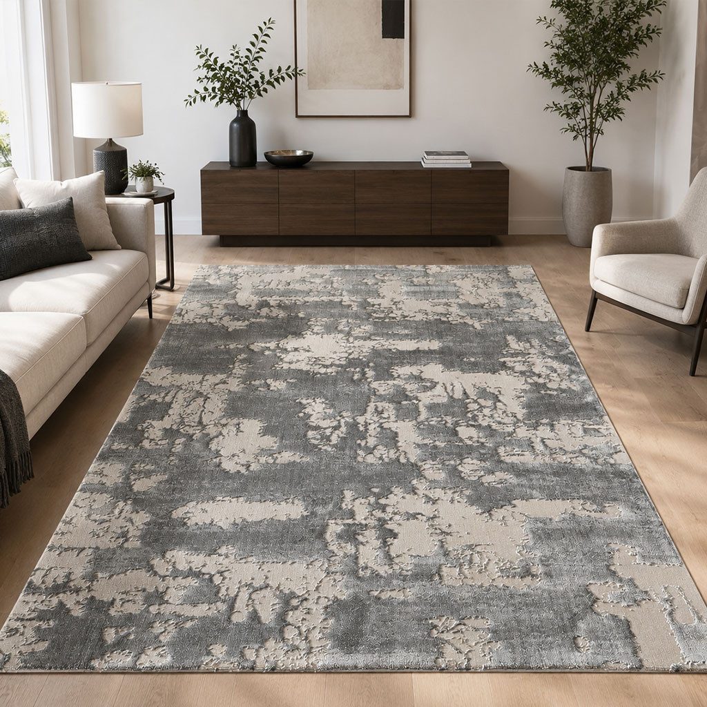 Carpetilla Designteppich Teppich Wohnzimmer Carpetilla abstrakt 3d Modern Creme, Rechteckig, Höhe: 10 mm, Wohnzimmer Hoch&Tief Effekt Modern