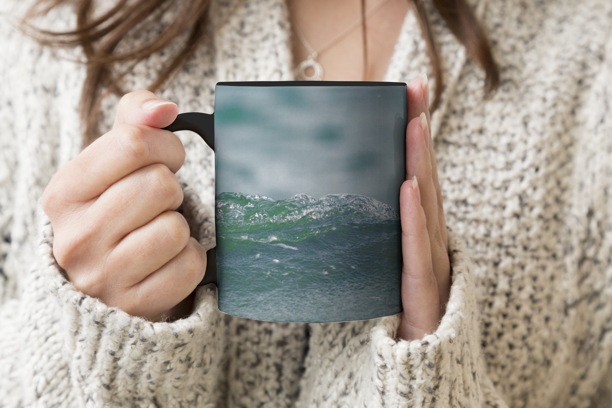 Kaffeetassen, Farbwechsel, Nordsee Teetasse, - Tasse Wasser, Seehund Keramik, - MuchoWow Zaubertasse, Geschenk