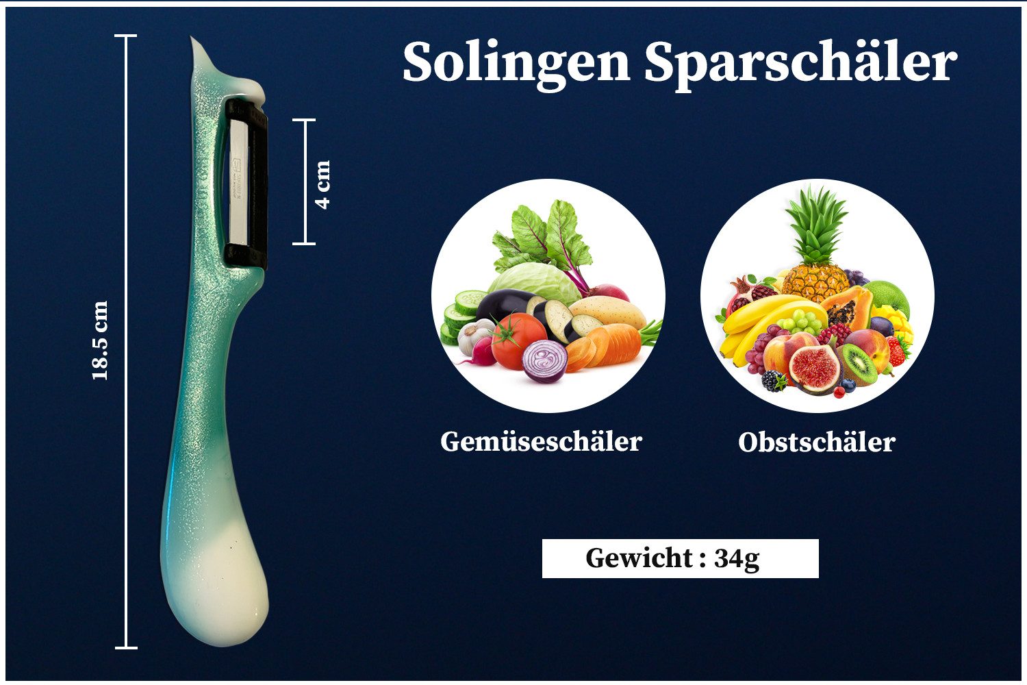 SMI Sparschäler Solingen Sparschäler Gemüseschäler für Küche Kartoffelschäler, (2-tlg., 2 tlg), Rechts- und Linkshänder nach klingen wechseln
