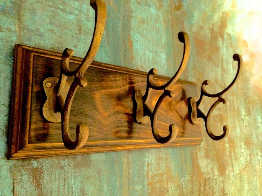 Antikas Garderobenhaken Garderobe Martino mit 3 Messing-Haken, Kleidergarde günstig online kaufen