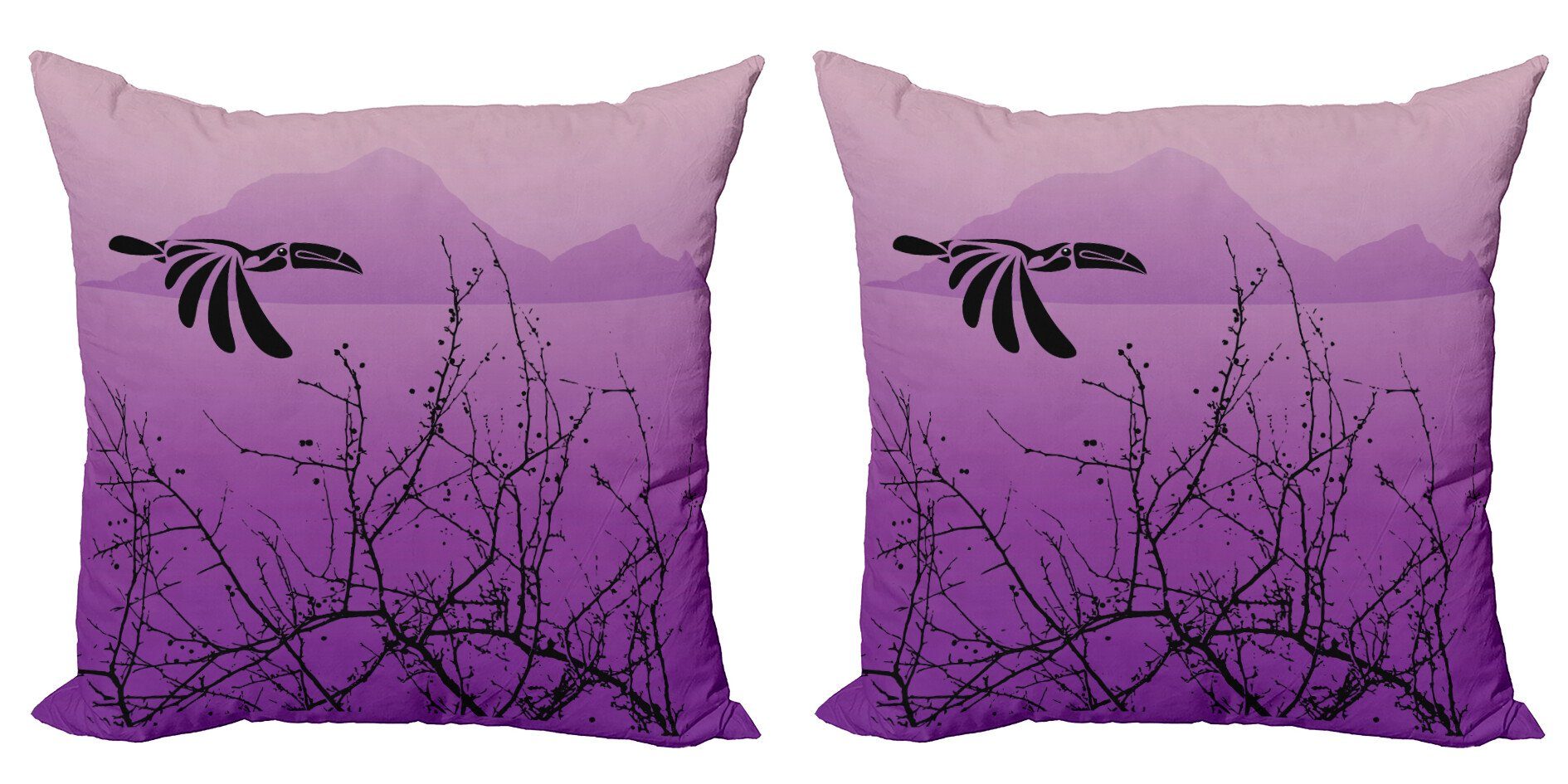 Abakuhaus Kissenbezüge Modern Accent Doppelseitiger Digitaldruck, (2 Stück), Feder Hornbill Silhouette