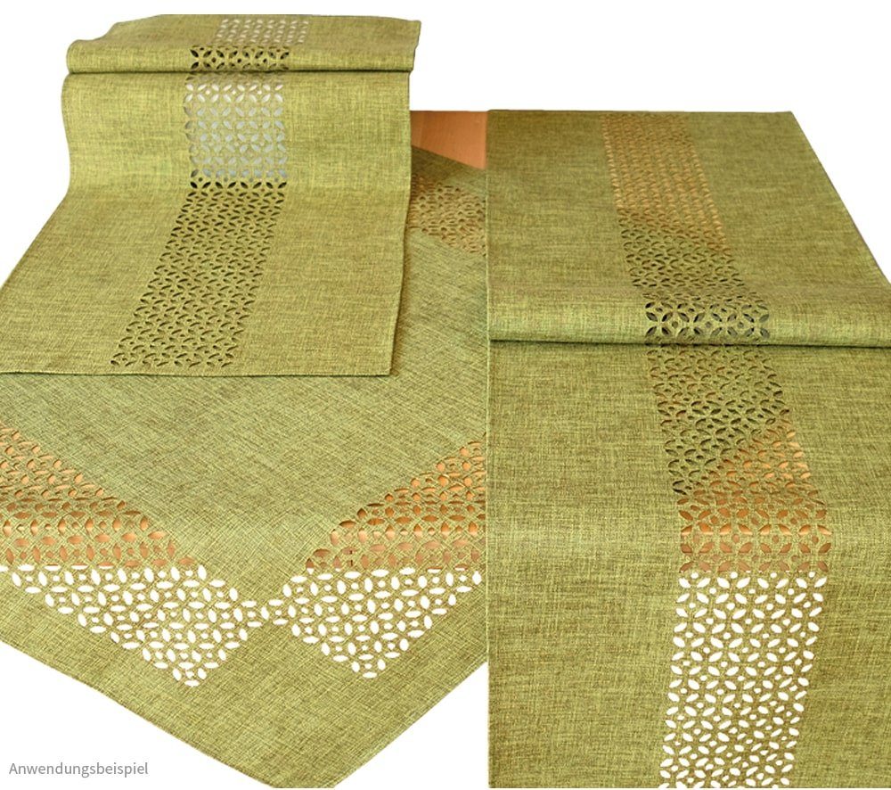 matches21 HOME & HOBBY Tischdecke Tischläufer Durchbrochene Ornamente grün günstig online kaufen