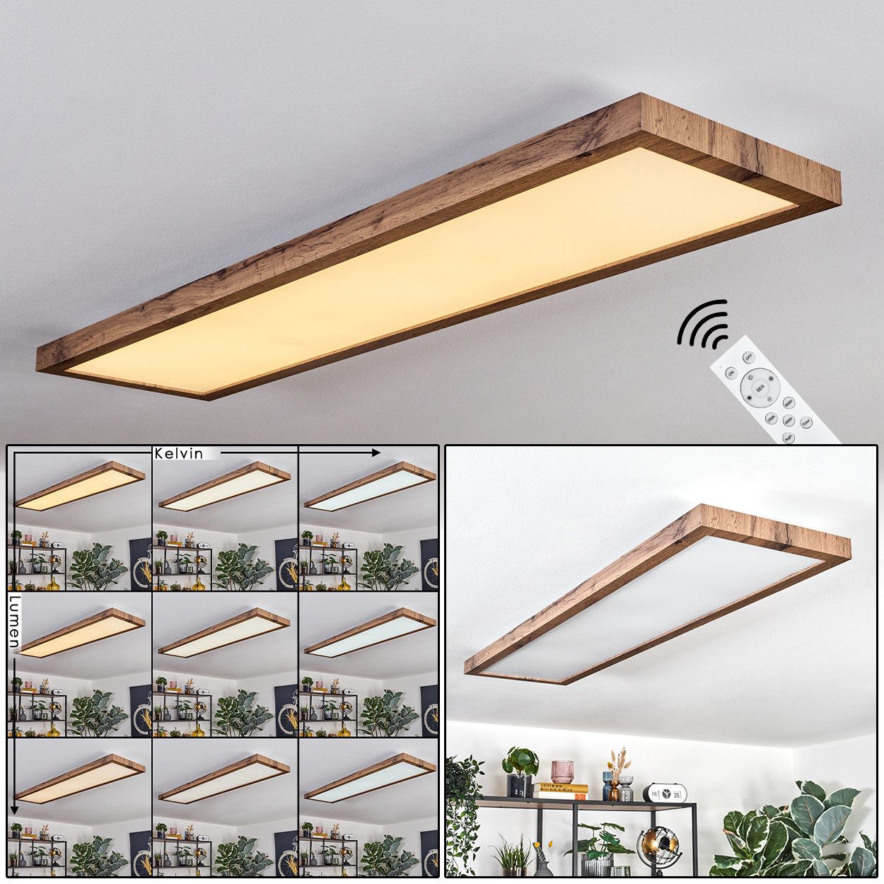 hofstein Deckenleuchte dimmbares Deckenpanel aus Metall/MDF günstig online kaufen