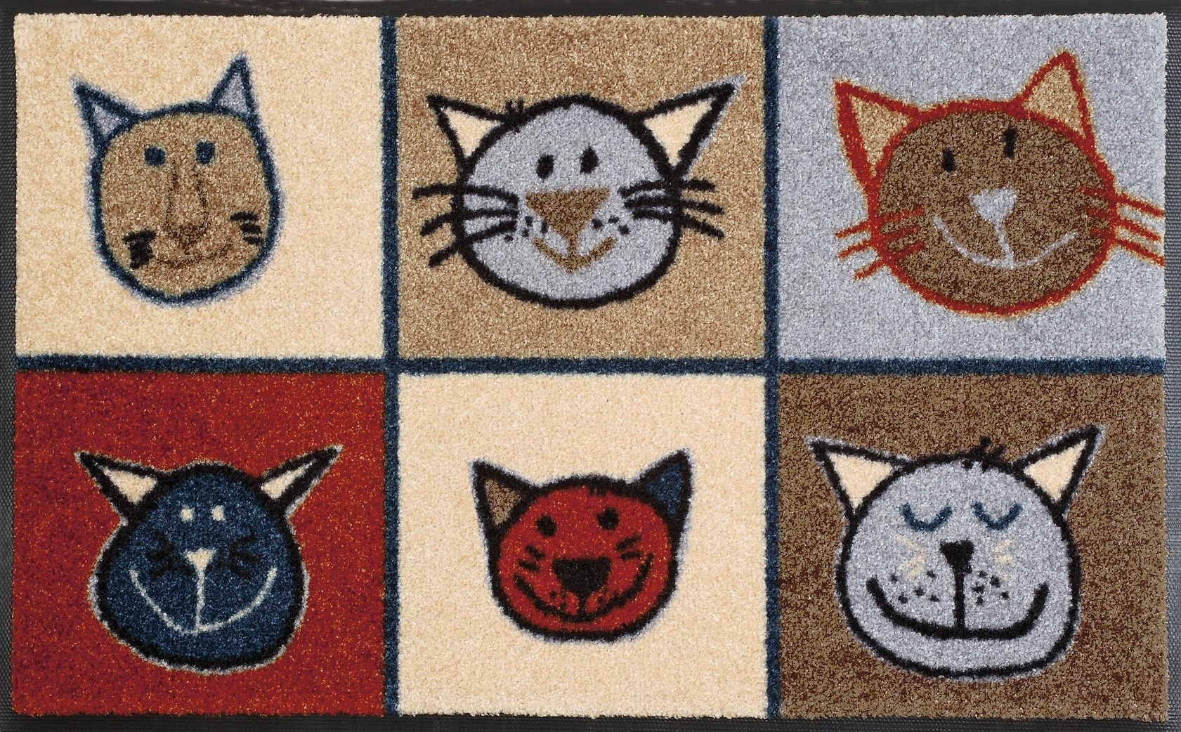 Fußmatte Miau Miau, wash+dry by Kleen-Tex, rechteckig, Höhe: 7 mm, Schmutzfangmatte, Motiv Katzen, rutschhemmend, waschbar