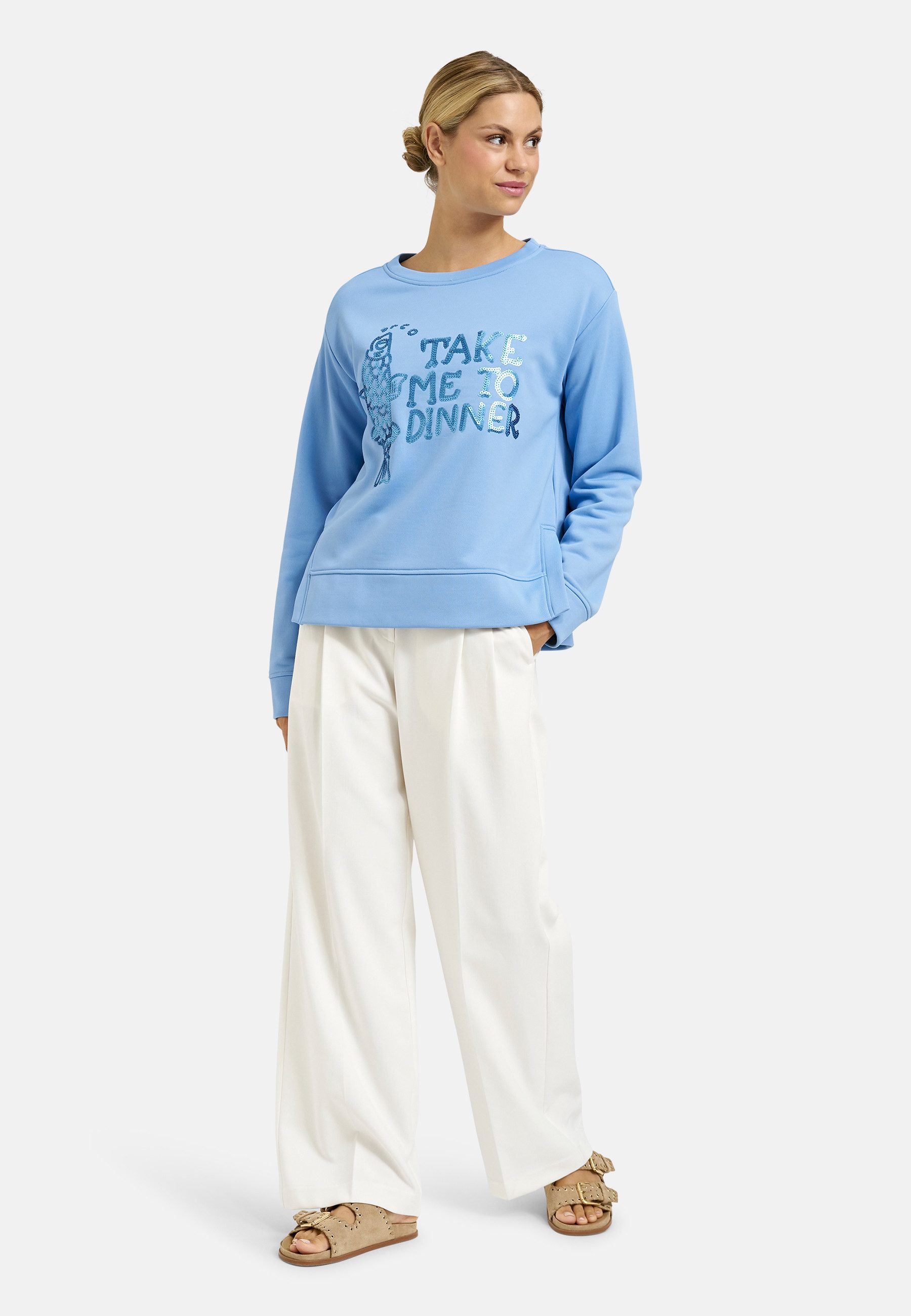 Milano Italy Sweater mit Pailletten-Schriftzug