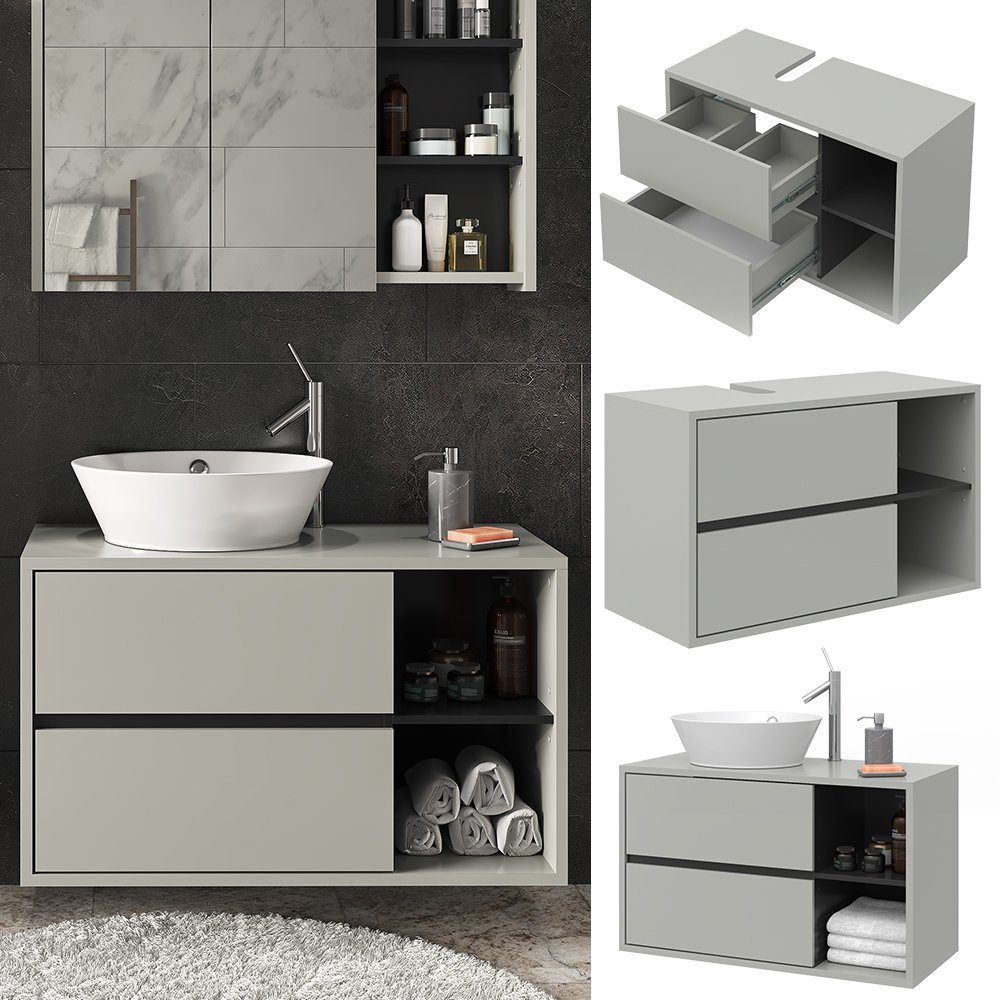 Vicco Waschbeckenunterschrank Viola, Grau/Anthrazit, 100 x günstig online kaufen