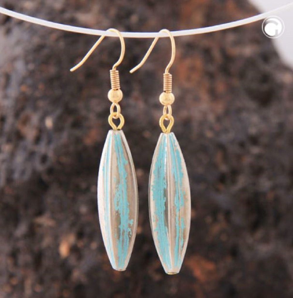 unbespielt Paar Ohrhänger Ohrhaken Rillenolive Kunststoff Grün-Goldfarben-P günstig online kaufen