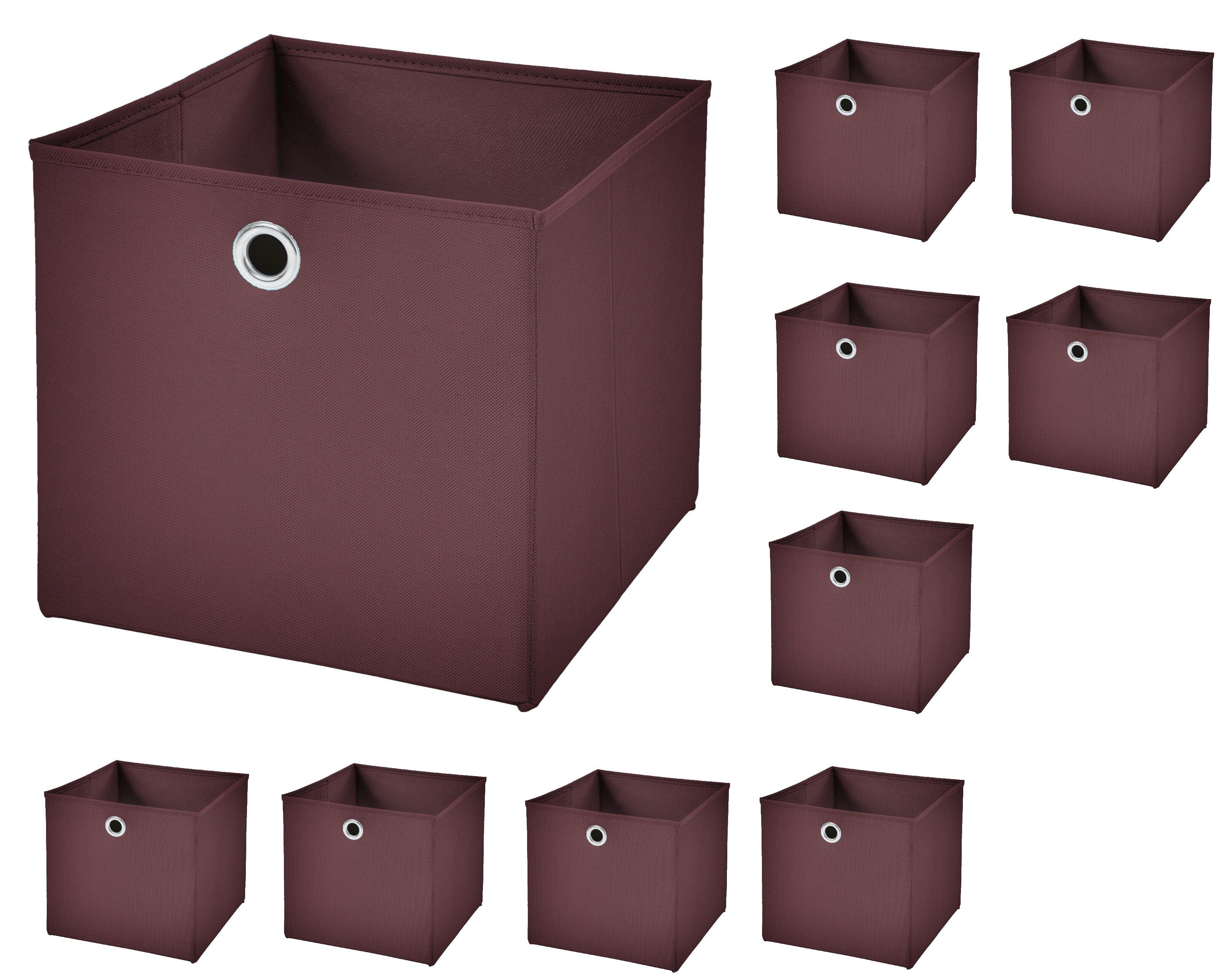 StickandShine Aufbewahrungsbox 10er SET 33 x 33 x 33 cm ohne Deckel – perfekt für KALLAX - 19 Farben