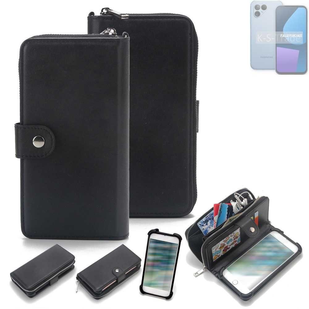K-S-Trade Handyhülle für Fairphone Fairphone 5, 2in1 Handyhülle Schutzhülle 5 & Portemonnee Cover Handy Hülle