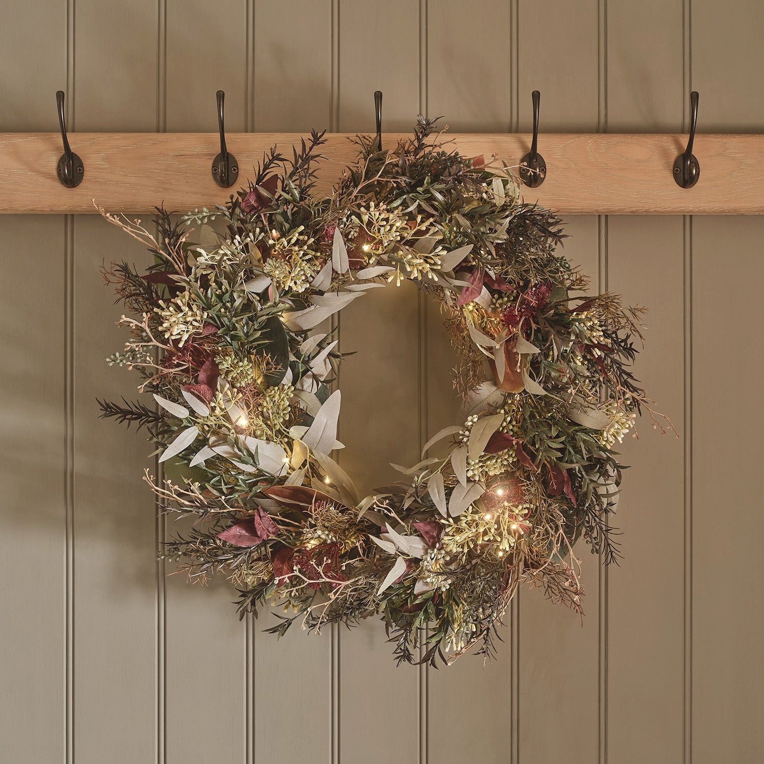 Lights4fun Adventskranz 60cm Herbst- und Winterkranz mit Beleuchtung – Bild 4 von 5