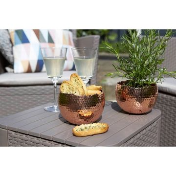 Keter Gartentisch Garten-Beistelltisch Luzon Rattan-Optik Rund Cappuccino-Braun (1-St)