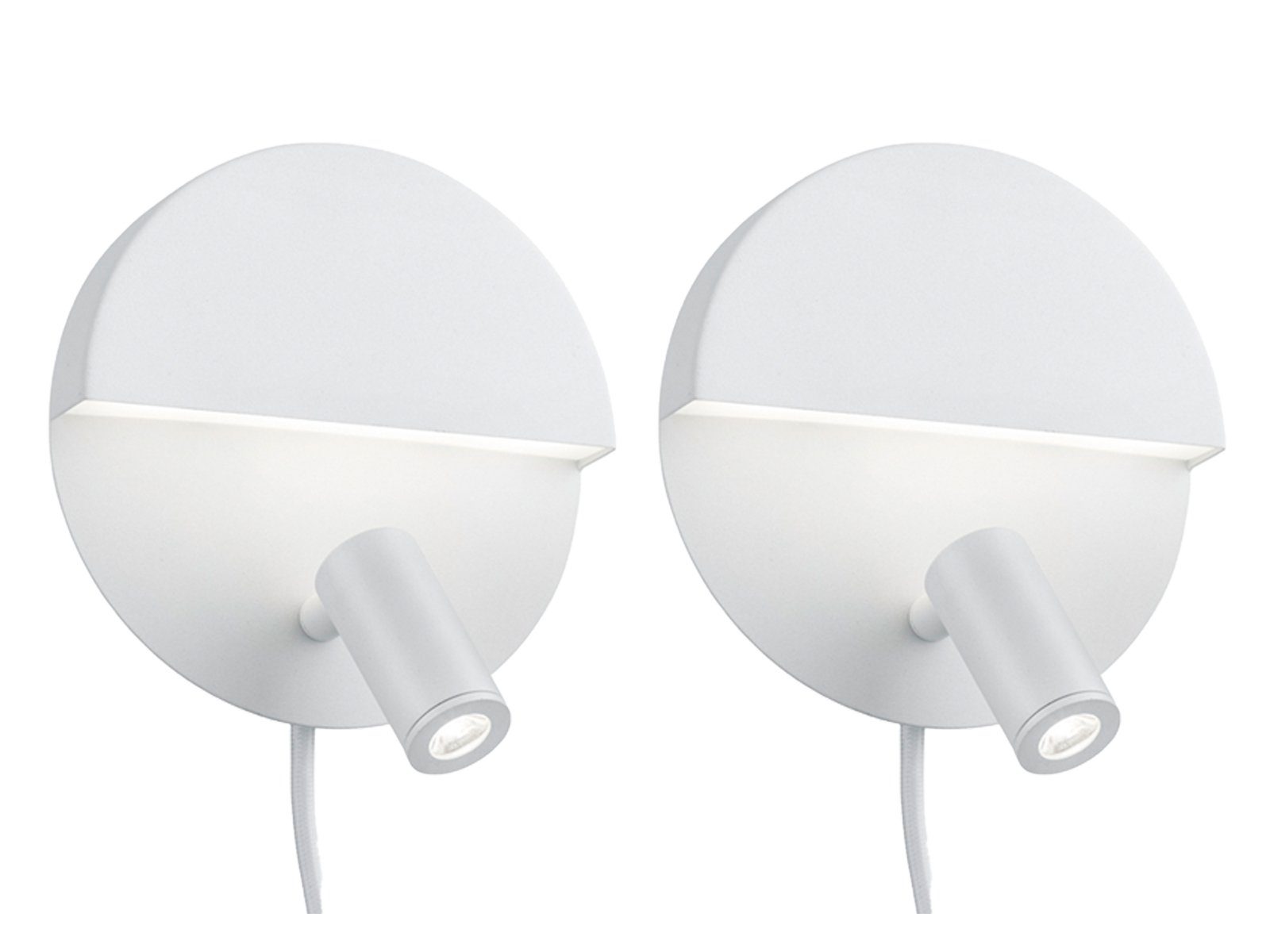 TRIO Leuchten LED Wandleuchte, getrennt schaltbar, LED fest integriert, Warmweiß, 2er Set Nachttisch-lampe Wand innen, mit Schalter & Stecker Ø 16cm