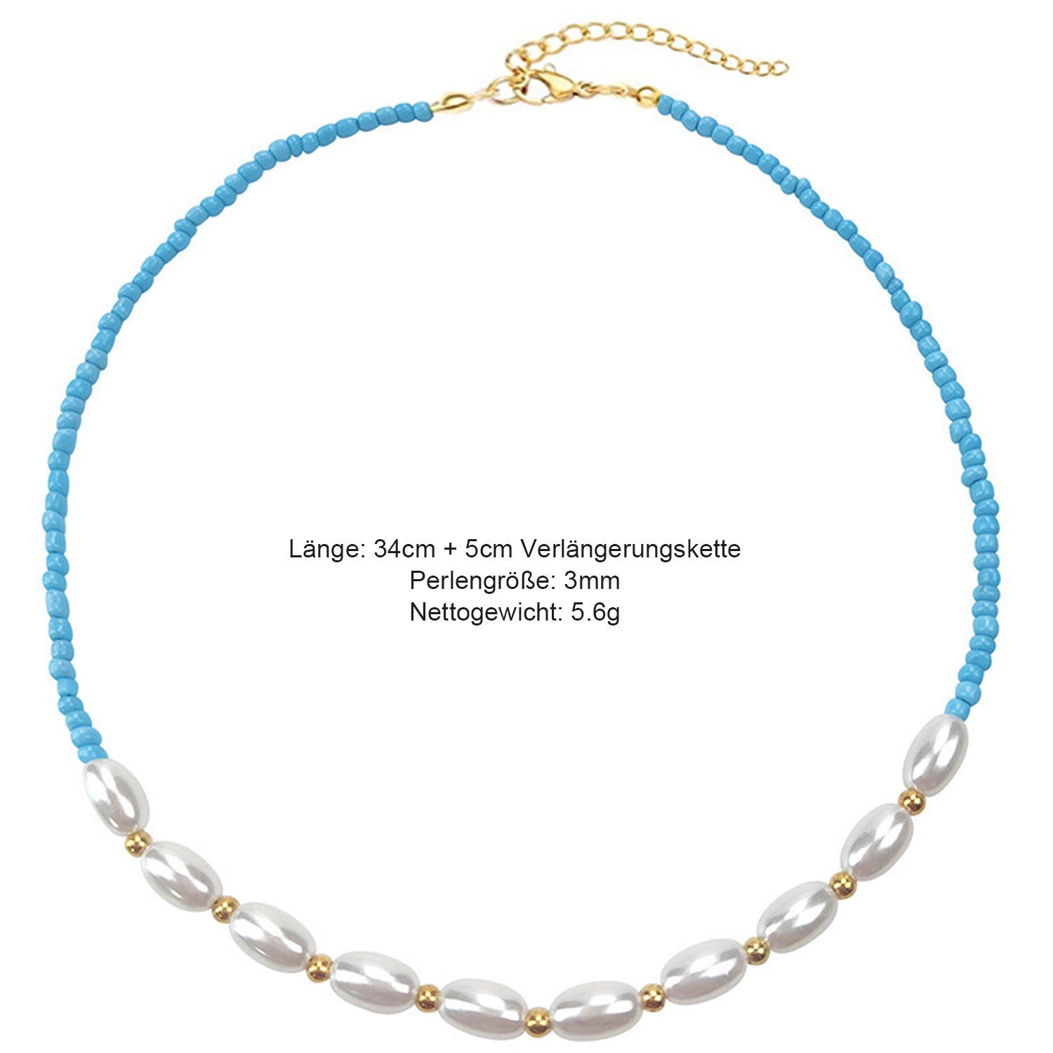 vergoldet Perlenkette Frauen, für Halskette Süßwasserperlen NK8037 Edelstahl 18K Layered Halskette aus MAGICSHE