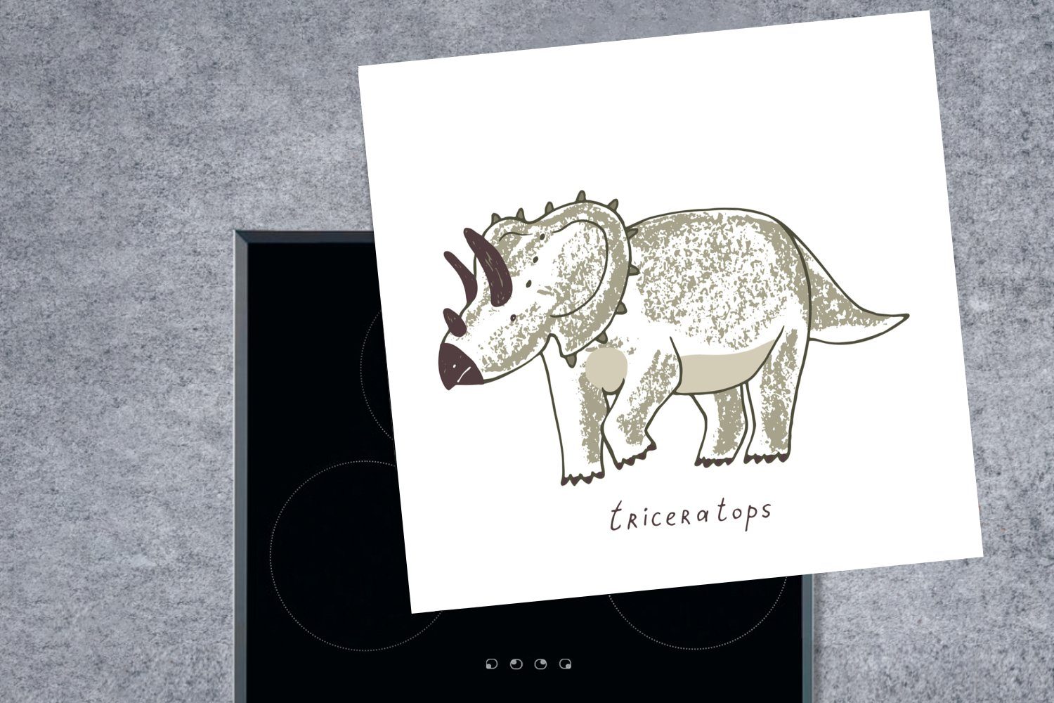 MuchoWow - cm, für (1 - Jungen Vinyl, tlg), - Arbeitsplatte Mädchen Kinderzimmer Ceranfeldabdeckung, Dinosaurier - 78x78 küche Triceratops Herdblende-/Abdeckplatte - Kinder,