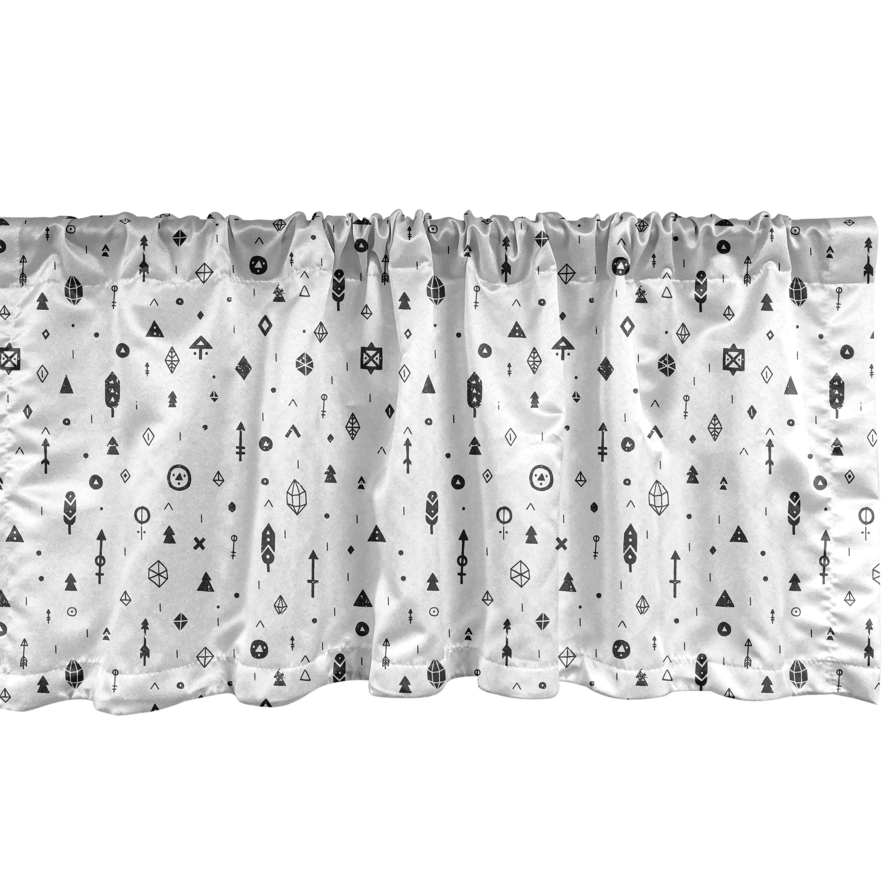 Scheibengardine Vorhang Volant für Küche Schlafzimmer Dekor mit Stangentasche, Abakuhaus, Microfaser, Stammes Aztec Geometric Design