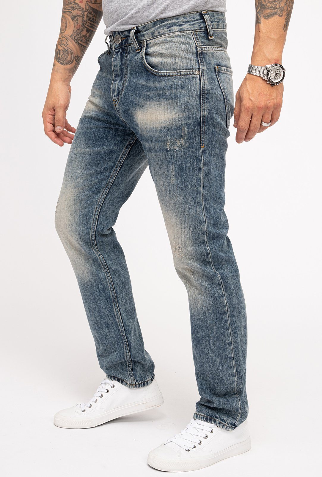 Indumentum Regular-fit-Jeans Herren Jeans Stonewashed Blau günstig online kaufen