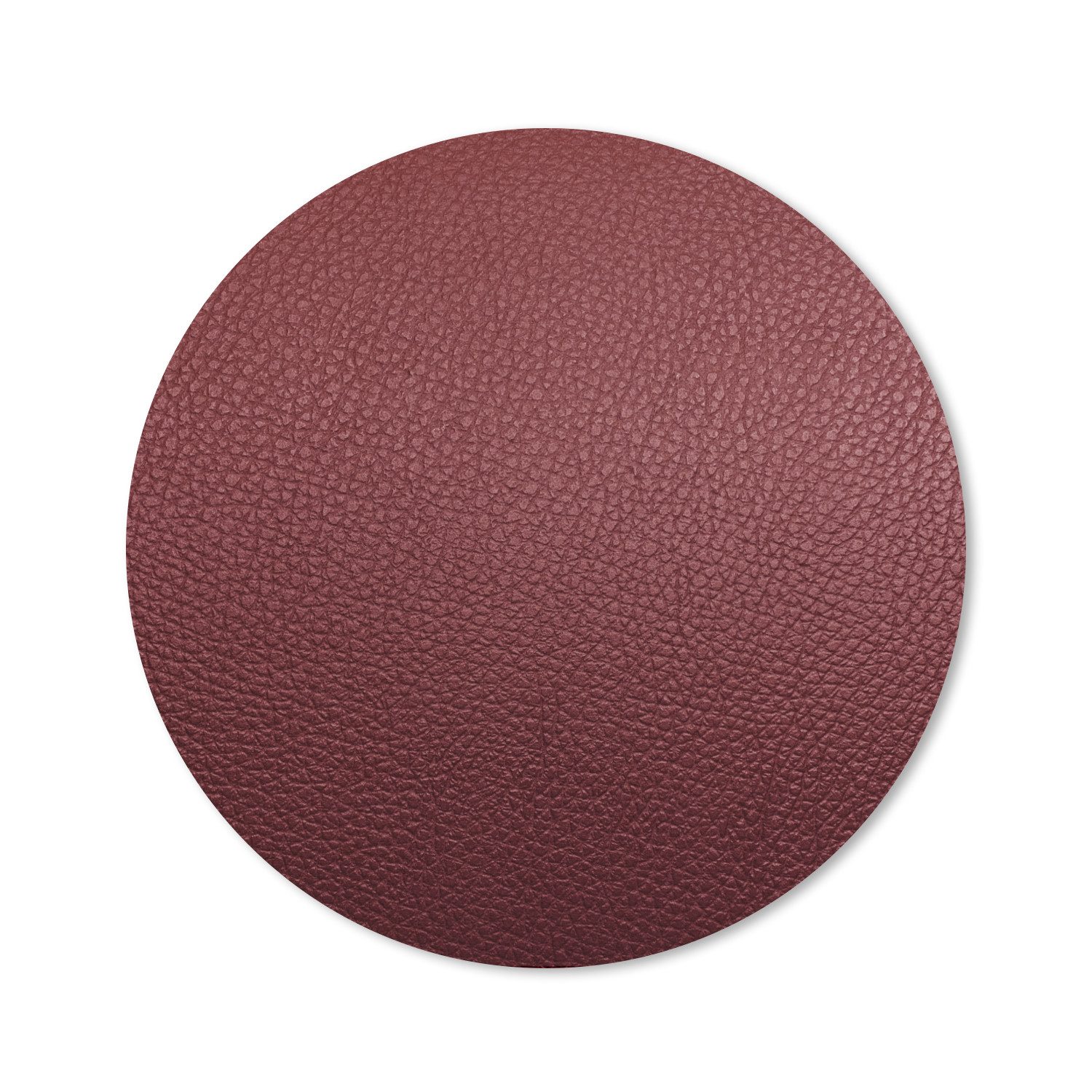 MuchoWow Mauspad Leder - Lederoptik - Rot - Leicht (1-St), Büro für Tastatur und Maus, Mousepad Gaming, Rund 20x20 cm