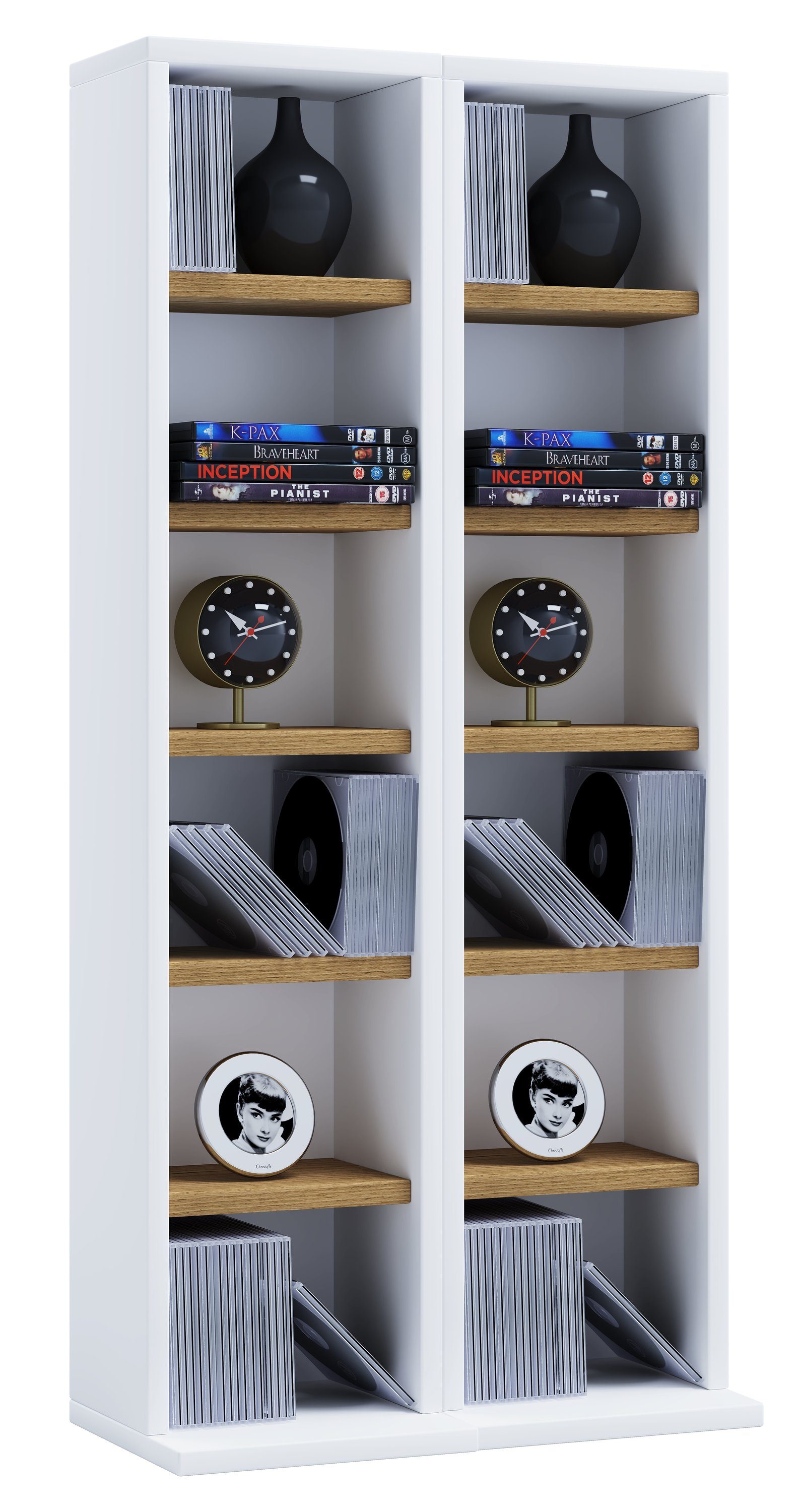 VCM Standregal Holz CD DVD Stand Regal Schrank Ständer Milano