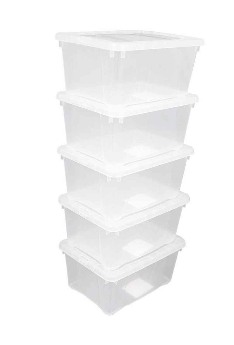 Spetebo Allzweckkiste Kunststoff Aufbewahrungsbox transparent 1,8 Liter (Stück, 5 St., Aufbewahrungsbox), ideal zum Aufbewahren von Deko, Spielzeug oder Kleidung
