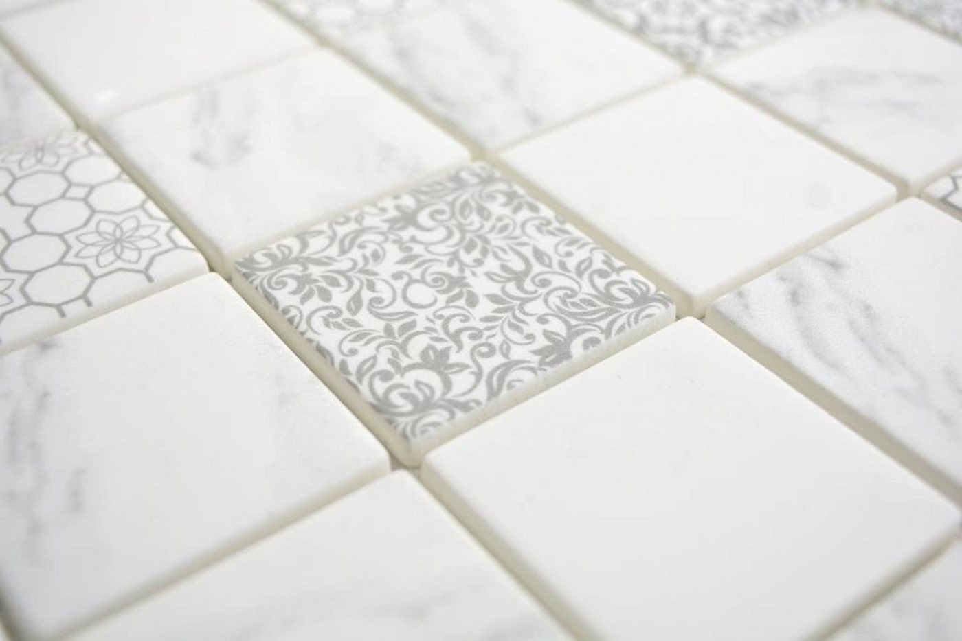 Thumbnail - Mosani Mosaikfliesen GLAS Mosaik ECO Carrara Mosaikfliese Wand